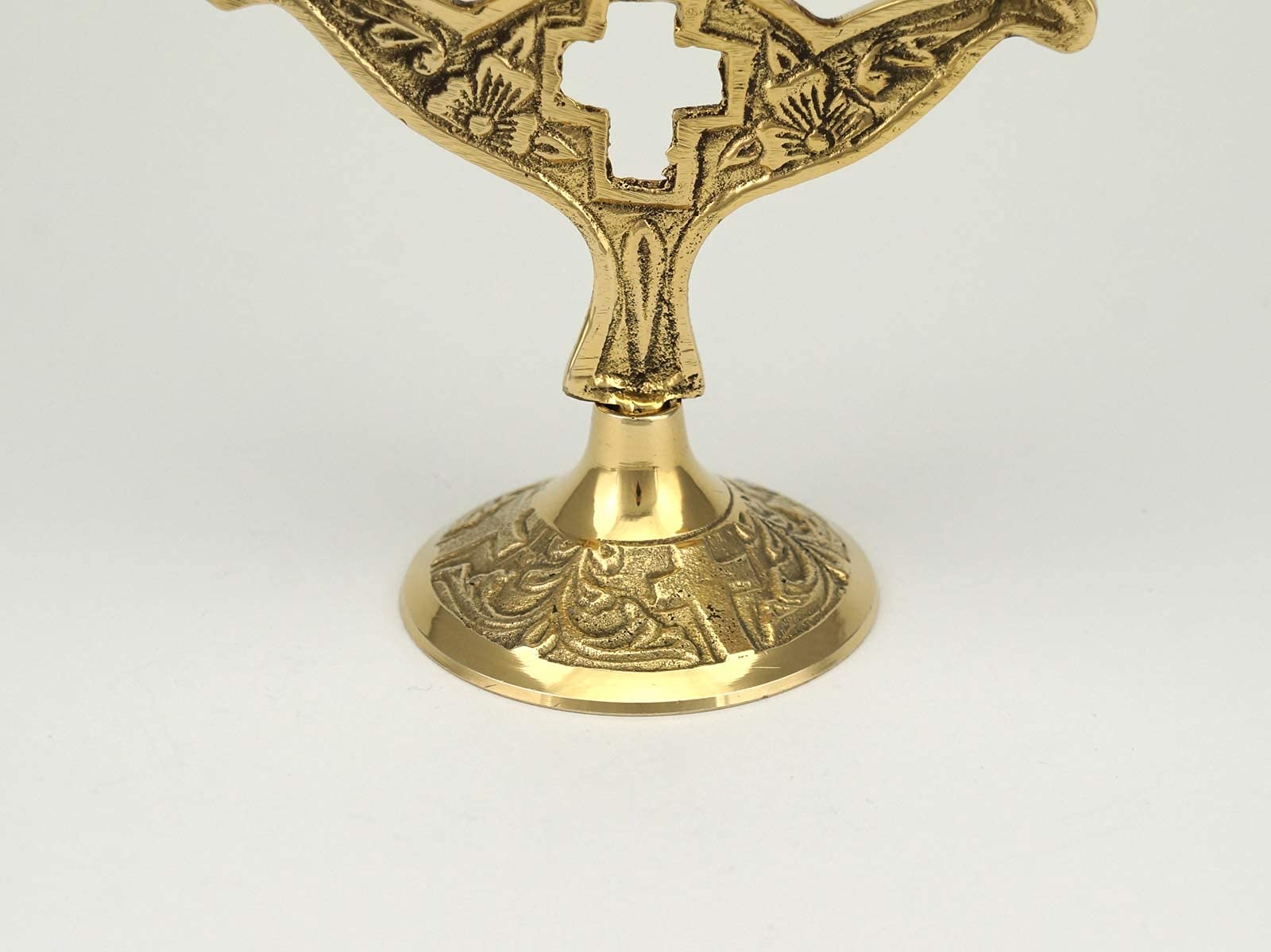 Orthodox Cross Candelabra - Christian 3-Candle Holder with Drip Trays for Home Altar & Prayer Corner | Perfect for Religious Ceremonies, Church Decor & Spiritual Meditation