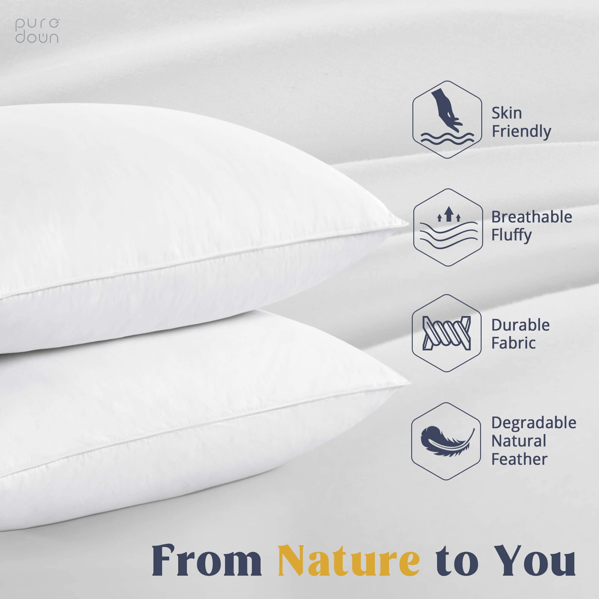 Premium Queen Size Feather Down Pillows & Down Comforter Set - Ultra Soft & Hypoallergenic for Luxurious Bedroom Comfort