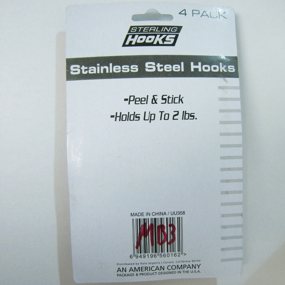 4 Pack Stainless Steel Wall Hooks - Heavy Duty Peel & Stick Adhesive Mount for Towels, Robes, Keys & More - Perfect for Bathroom, Kitchen, Office & Entryway Organization