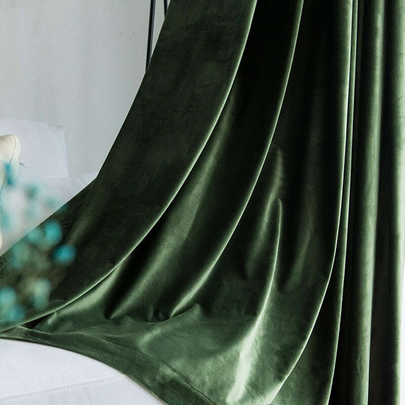 Luxury Velvet Plain Curtains in Bottle Green - Blackout Drapes for Living Room, Bedroom & Home Decor