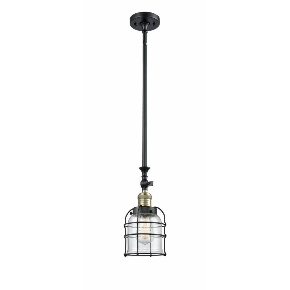 Innovations Lighting 206-BAB-G52-CE Small Bell Cage Mini Pendant Light - Franklin Restoration Collection - Vintage Industrial Ceiling Fixture for Kitchen Island, Dining Room & Entryway Lighting