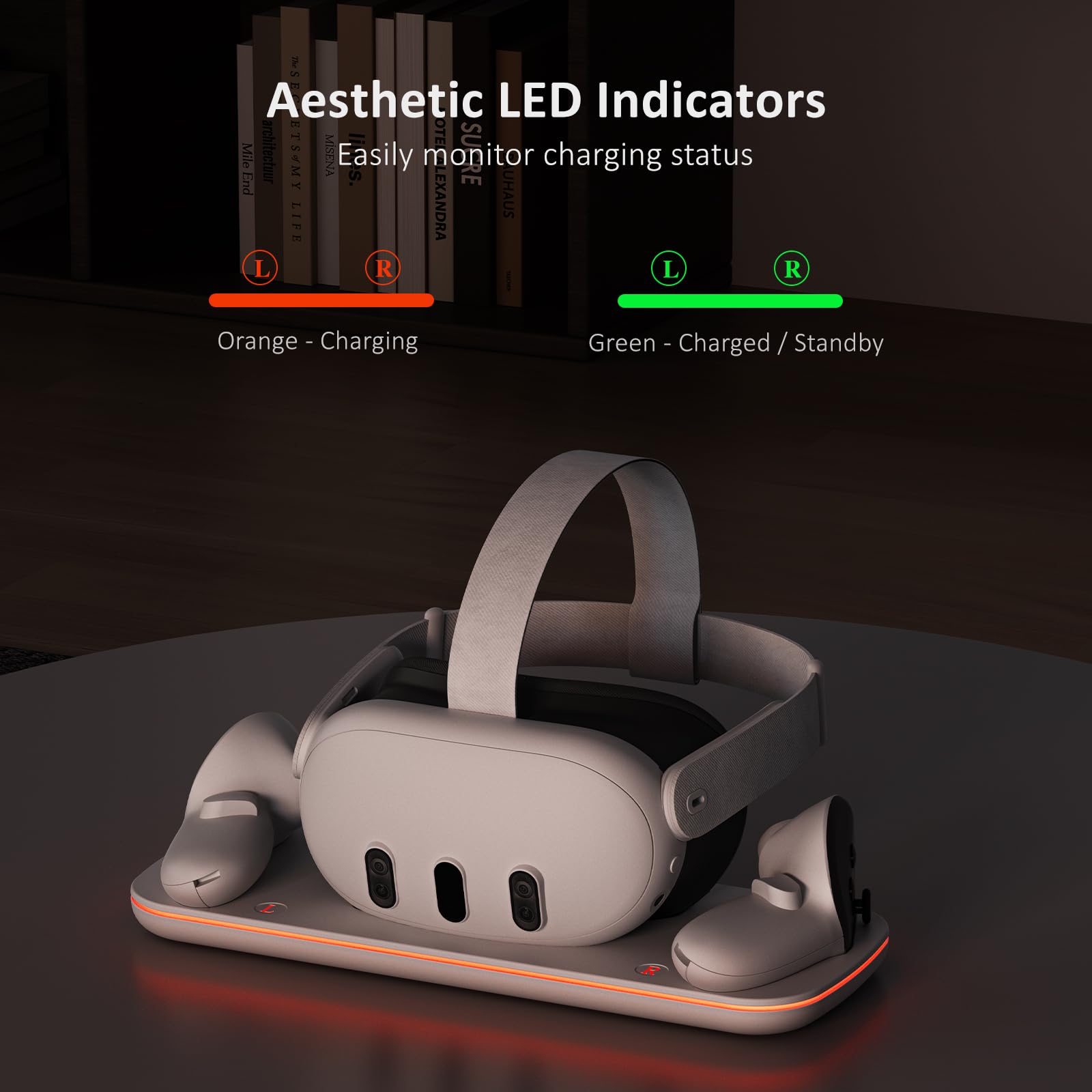 NexiGo 2nd Gen VR Charging Dock for Meta Quest 3 & Oculus Quest 3 - White Charging Station with LED Indicator, 2 Rechargeable Batteries & USB-C Cable | Perfect for VR Gaming Setup & Headset Display