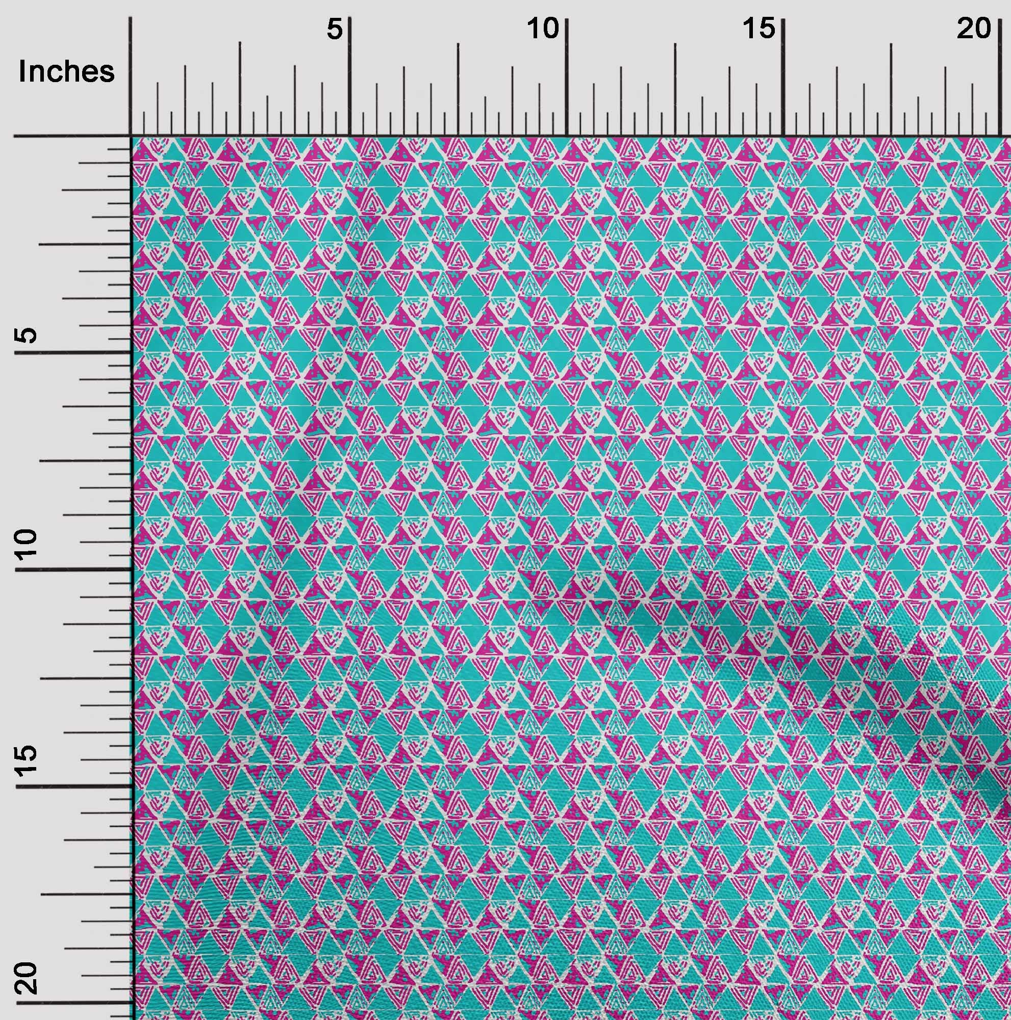 oneOone Cotton Flex Fuschia Pink Fabric - Triangle Geometric Print Dress Material - 40 Inch Wide by The Yard | Perfect for DIY Dresses, Skirts & Home Decor Projects