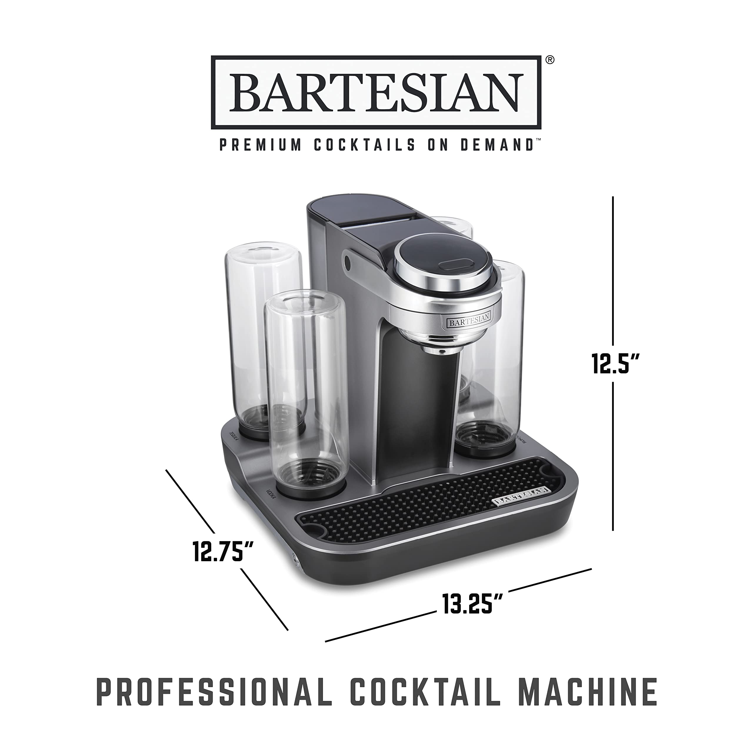 Bartesian Professional Cocktail Machine with 5 Premium Glass Bottles - Automatic Cocktail Maker for Home Bar, Parties & Entertaining (Renewed) - Perfect for Home Mixology, Hosting & Gift Giving