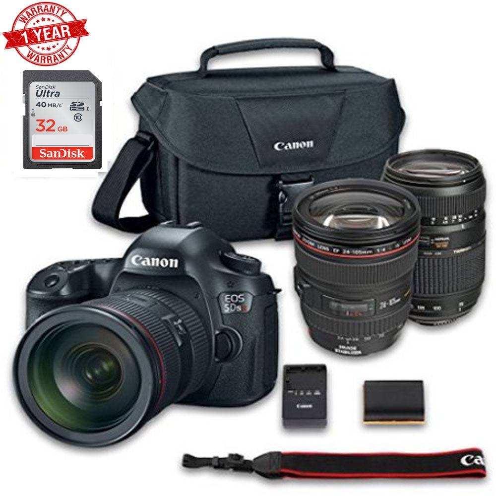 Canon EOS 5DS R 50.6MP DSLR Camera Bundle with EF 24-105mm f/4L IS USM Lens & Tamron 70-300mm Telephoto Zoom Lens + 32GB SD Card - Professional Photography Kit for Portrait, Landscape & Travel Shooting