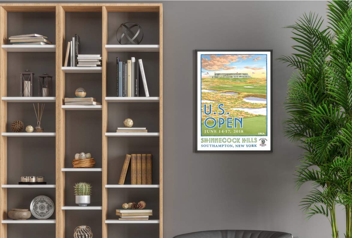 Lee Wybranski Official Golf Art - 2018 U.S. Open Championship at Shinnecock Hills - 20x30 Inch Wrapped Canvas Print - Perfect Golf Gift for Men - Home Office Decor & Man Cave Wall Art