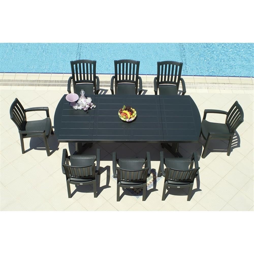 Premium Green Resin Patio Dining Arm Chairs (Set of 2) - Weather-Resistant Outdoor Furniture for Garden, Poolside & Backyard Relaxation