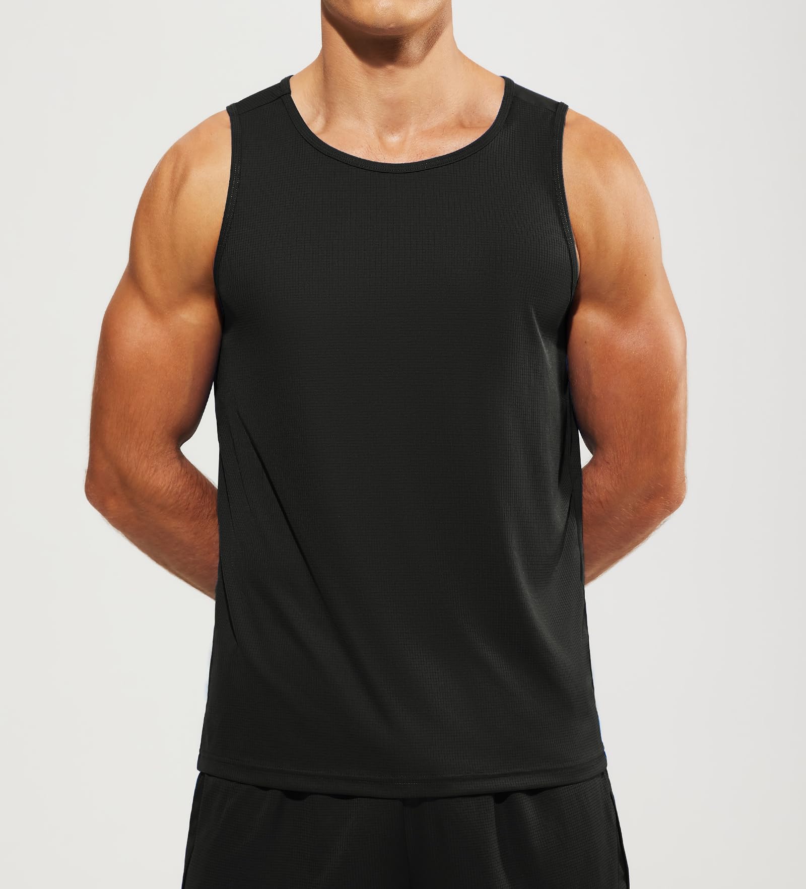 MIER Men's Quick Dry Tank Tops - Breathable Athletic Gym Shirts for Running, Swimming & Workout - Moisture Wicking Sleeveless Muscle Shirts for Beach & Sports Activities