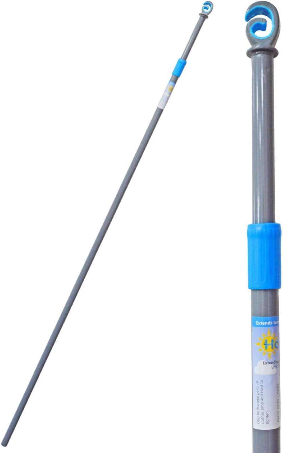 Heavy Duty Telescopic Clothes Line Pole - Extending Washing Line Prop for Outdoor Laundry, Garden, Backyard & Camping Use | Multicolor Durable Clothes Drying Rack | Abaseen 1-Pack