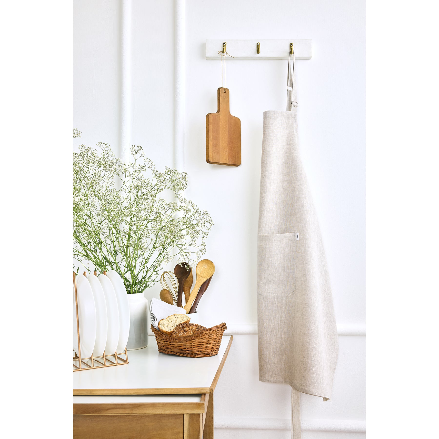Premium Linen Full Midi Apron for Cooking, Baking & Grilling - Adjustable Waist & Pockets - Perfect for Chefs, Home Cooks & BBQ Enthusiasts
