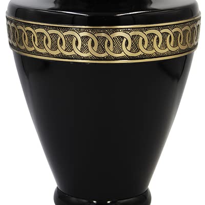 Elegant Black & Gold Solid Brass Cremation Urn for Adults - Human Ashes Urn with Velvet Bag | Perfect for Funeral Services, Memorials & Home Display