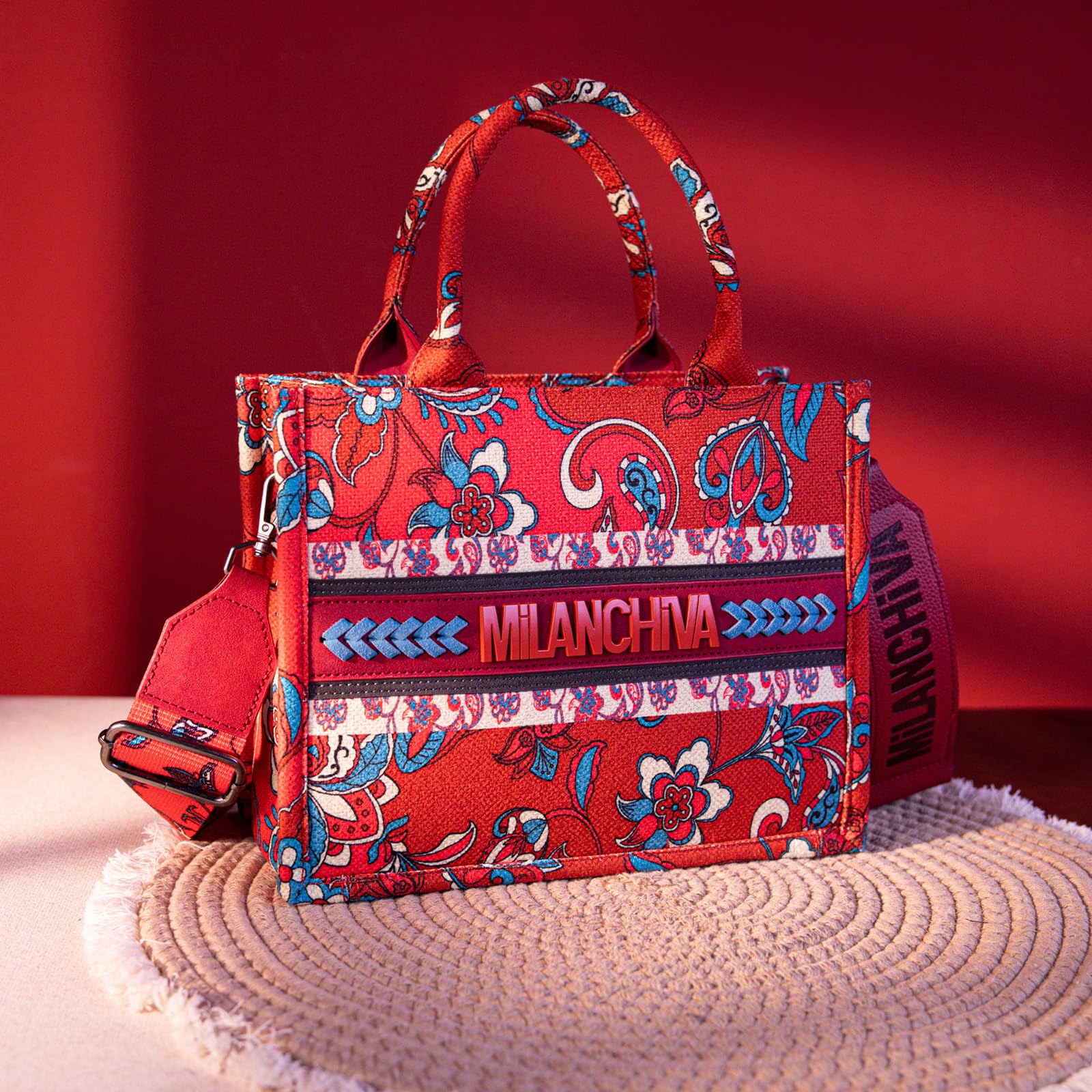 Milan Chiva Floral Tote Bag for Women - Stylish Top-Handle Shoulder Purse - Perfect for Work, Travel & Everyday Use