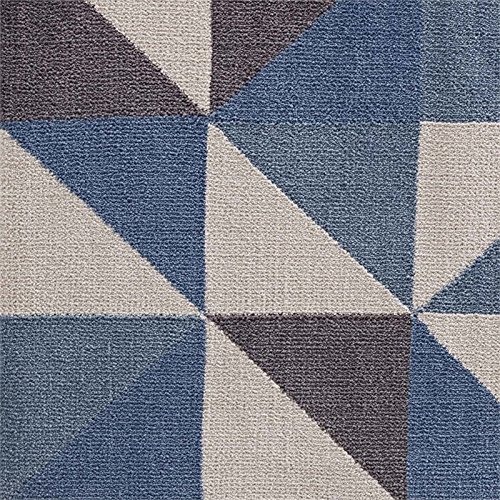 Modway Kahula Geometric Triangle Mosaic 8x10 Area Rug - Blue, White & Gray Modern Design for Living Room, Bedroom & Office Decor