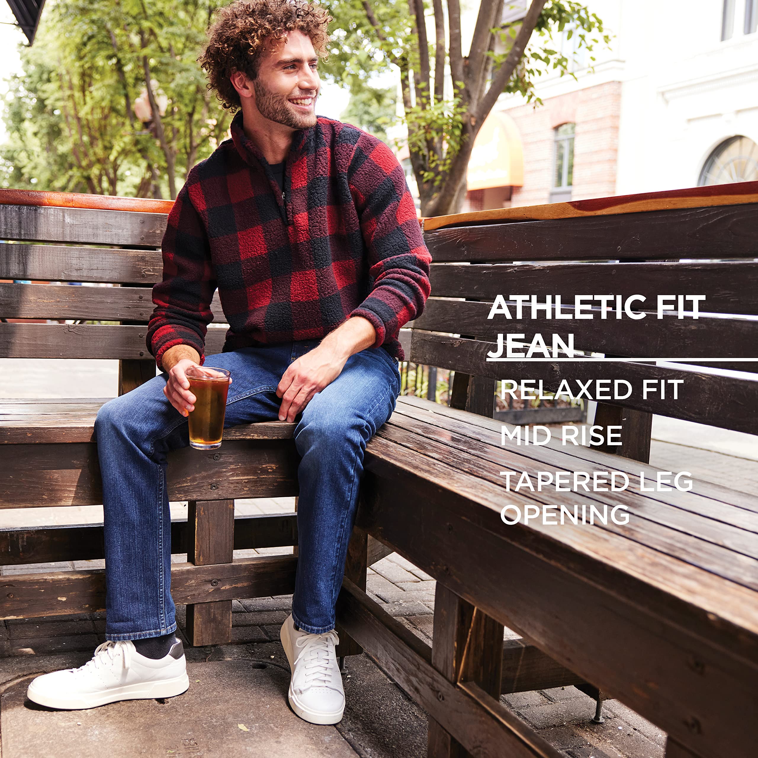 Wrangler Authentics Men's Athletic Fit Stretch Jean - Comfortable & Durable Denim Pants for Work, Casual Wear & Outdoor Activities