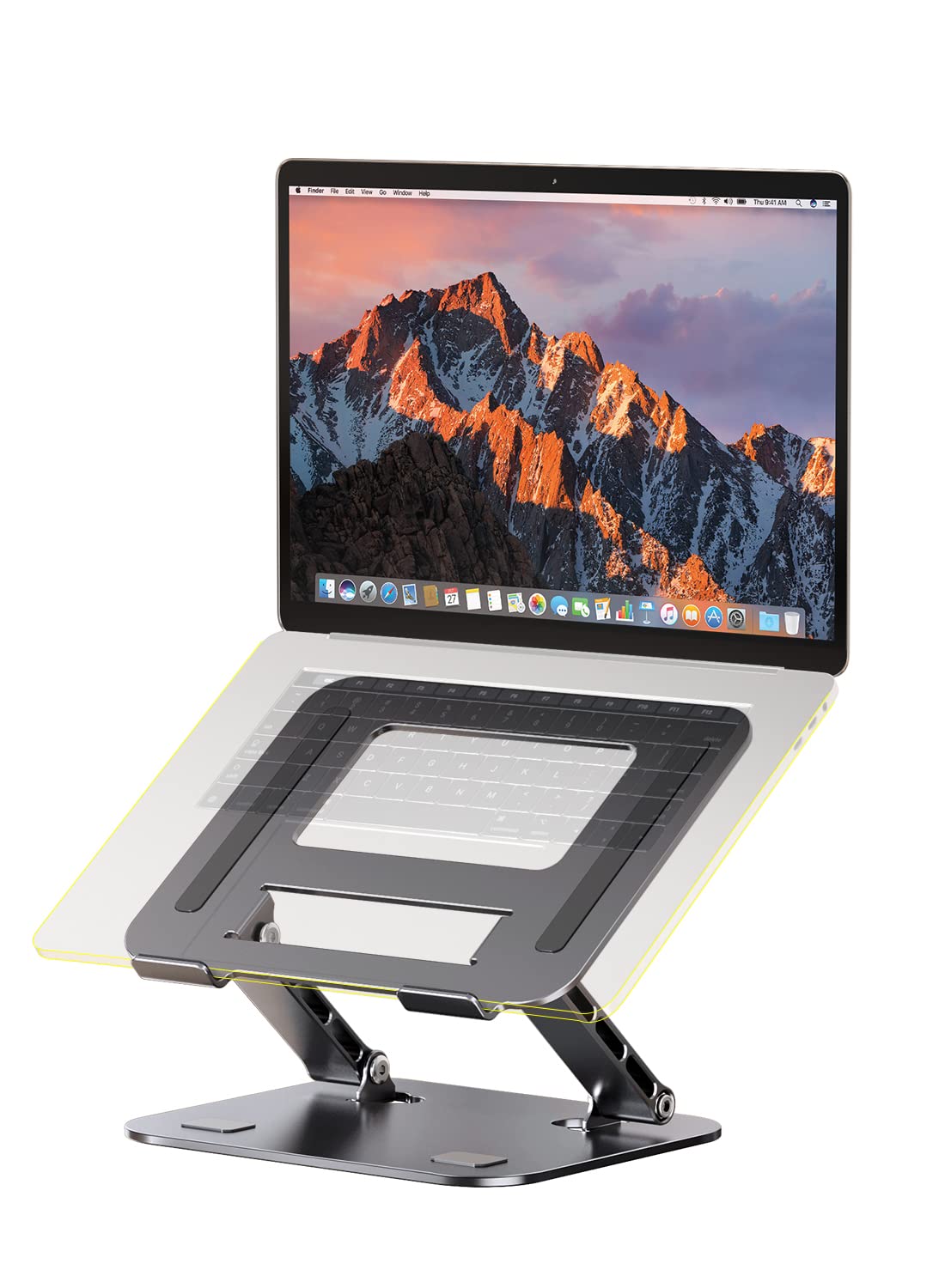 VAJUN Ergonomic Adjustable Laptop Stand - Portable Metal Riser for 10-15.6 Inch Laptops (Grey) - Perfect for Home Office, Workstation & Travel Use