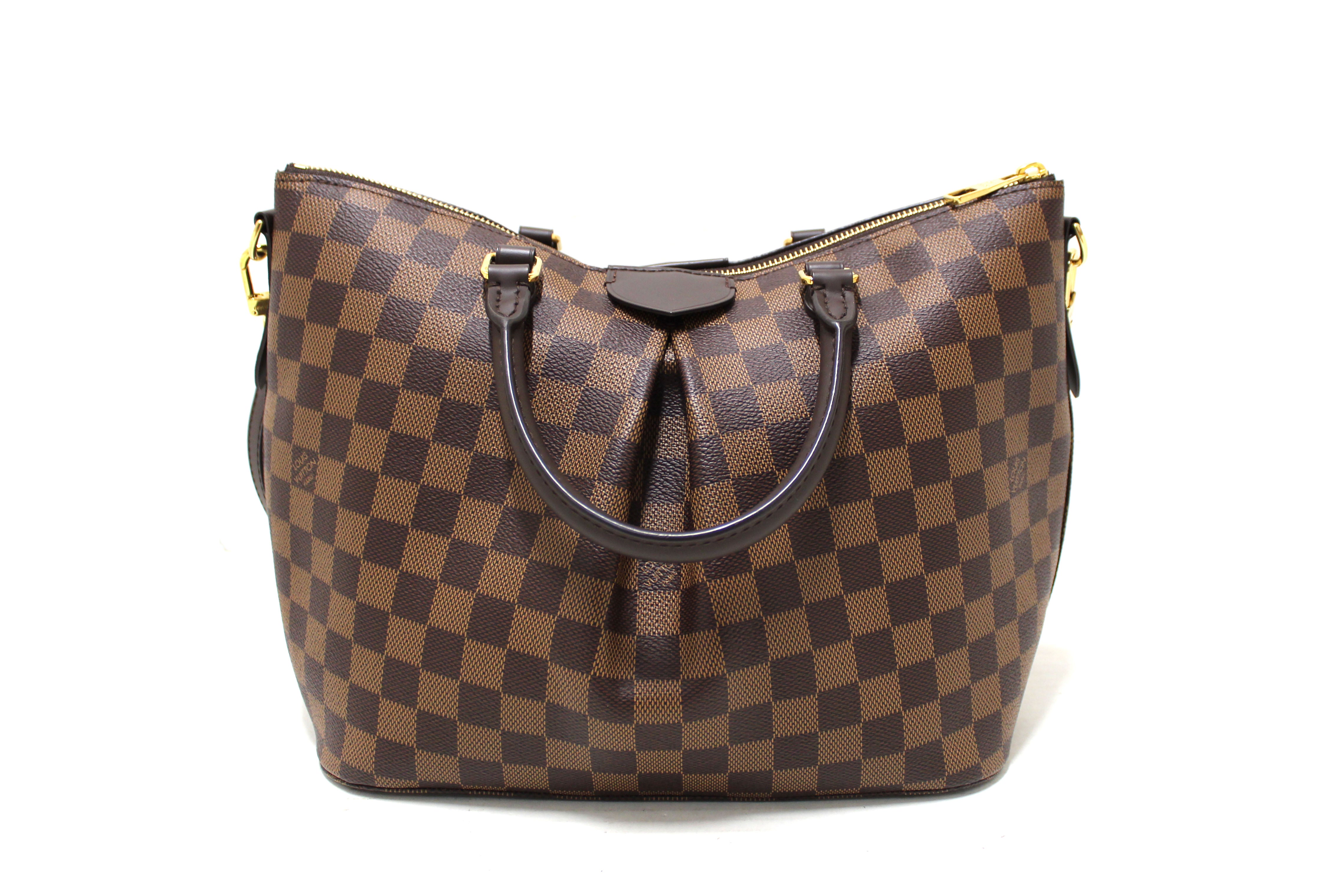 Authentic Louis Vuitton Damier Ebene Canvas Siena MM Handbag for Women - Luxury Designer Tote Bag with Shoulder Strap - Perfect for Work, Travel & Everyday Use
