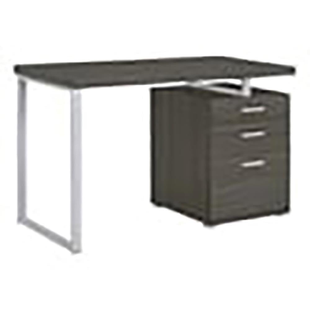 Allora 3-Drawer Modern Wooden Office Desk in Weathered Gray/Silver - Stylish Home Office Furniture for Small Spaces & Remote Work