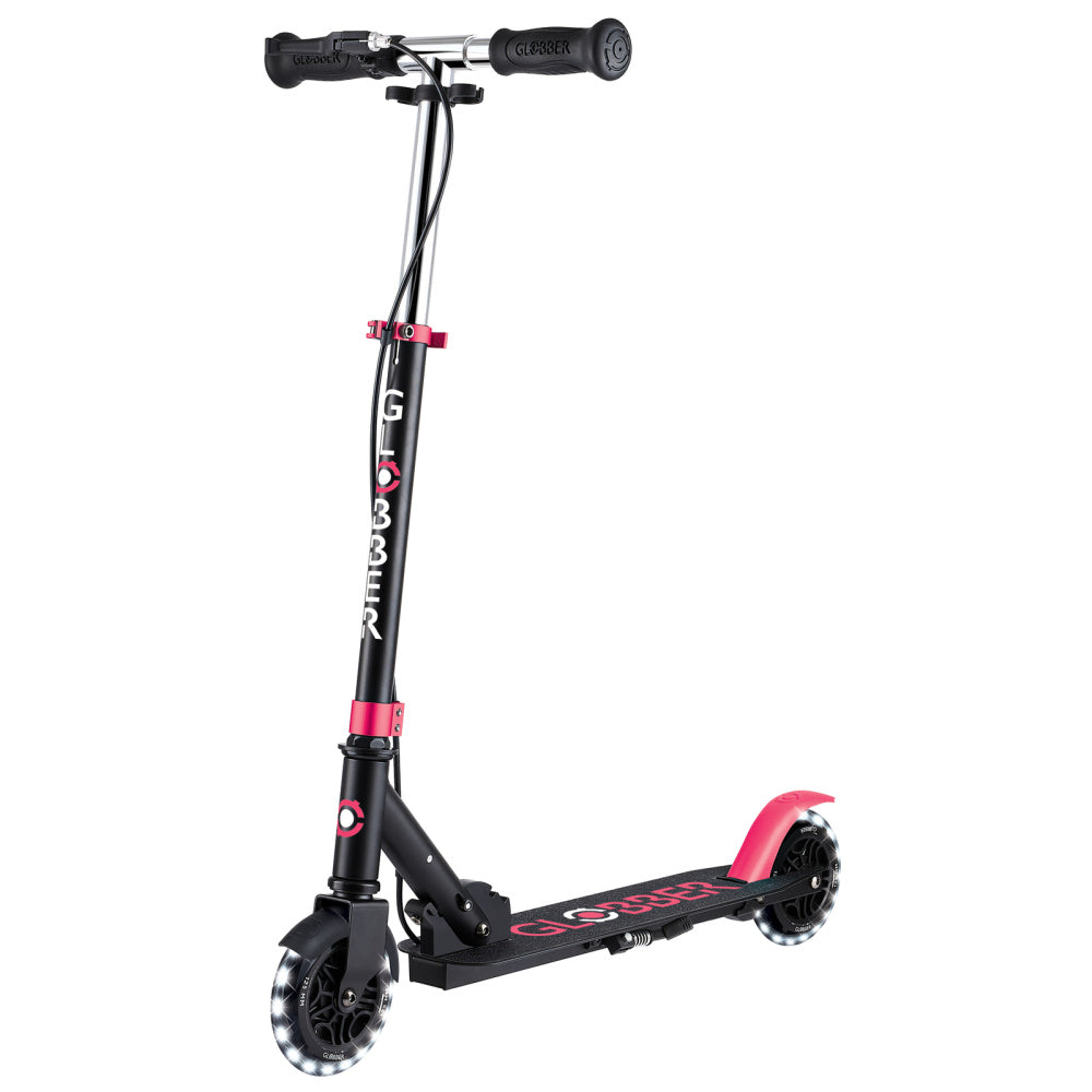 Globber Flow Element Junior LED Lights Scooter for Kids - 3 Wheel Kick Scooter with Adjustable Handlebar - Perfect for Outdoor Play, Commuting & Neighborhood Rides
