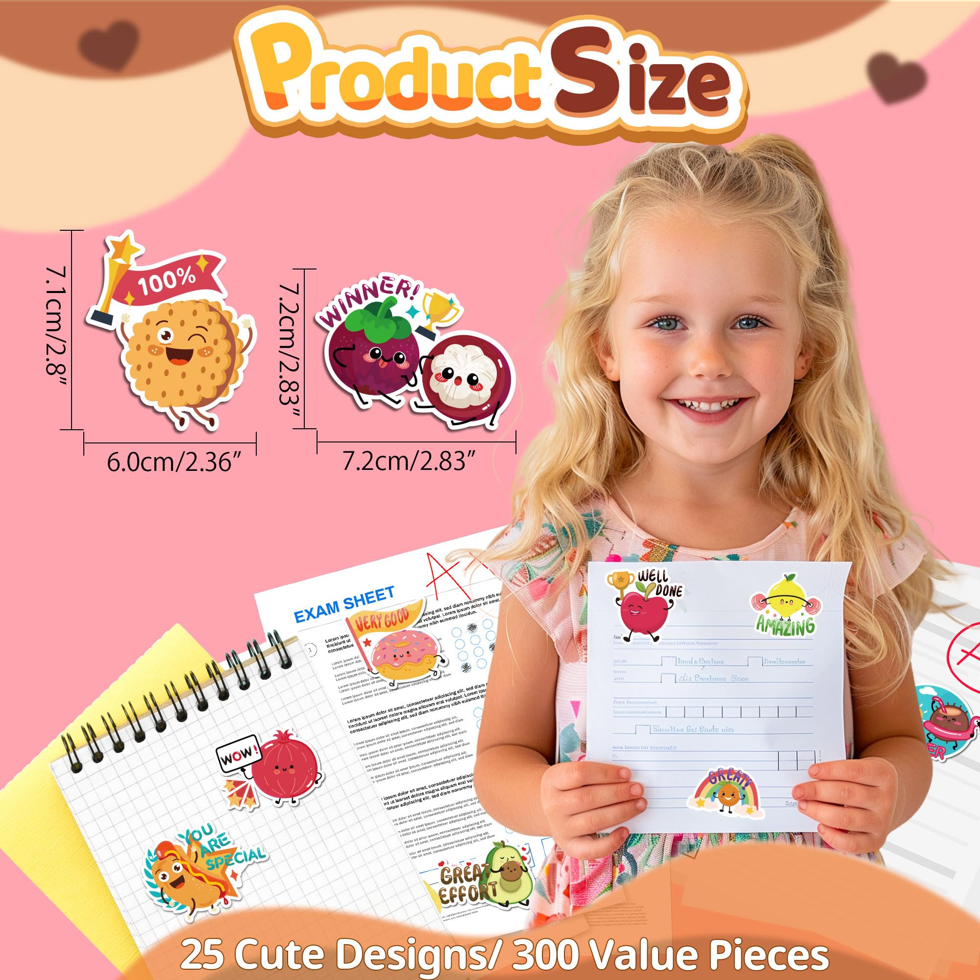 300PCS Large Scratch and Sniff Stickers for Kids - Scented Motivational Reward Stickers, Fun Classroom Supplies for Students - Perfect for Summer Activities, School Incentives & Teacher Must Haves