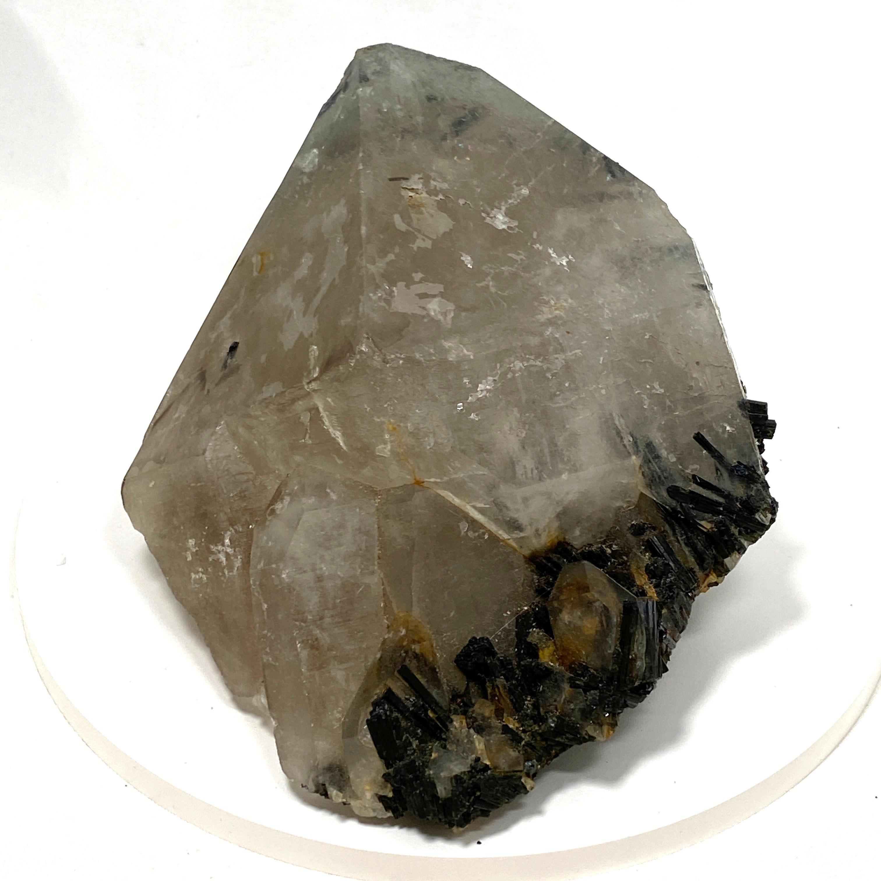Natural Green Tourmaline in Smokey Quartz Large Healing Crystal - SQGT 01 for Meditation, Energy Work & Home Decor