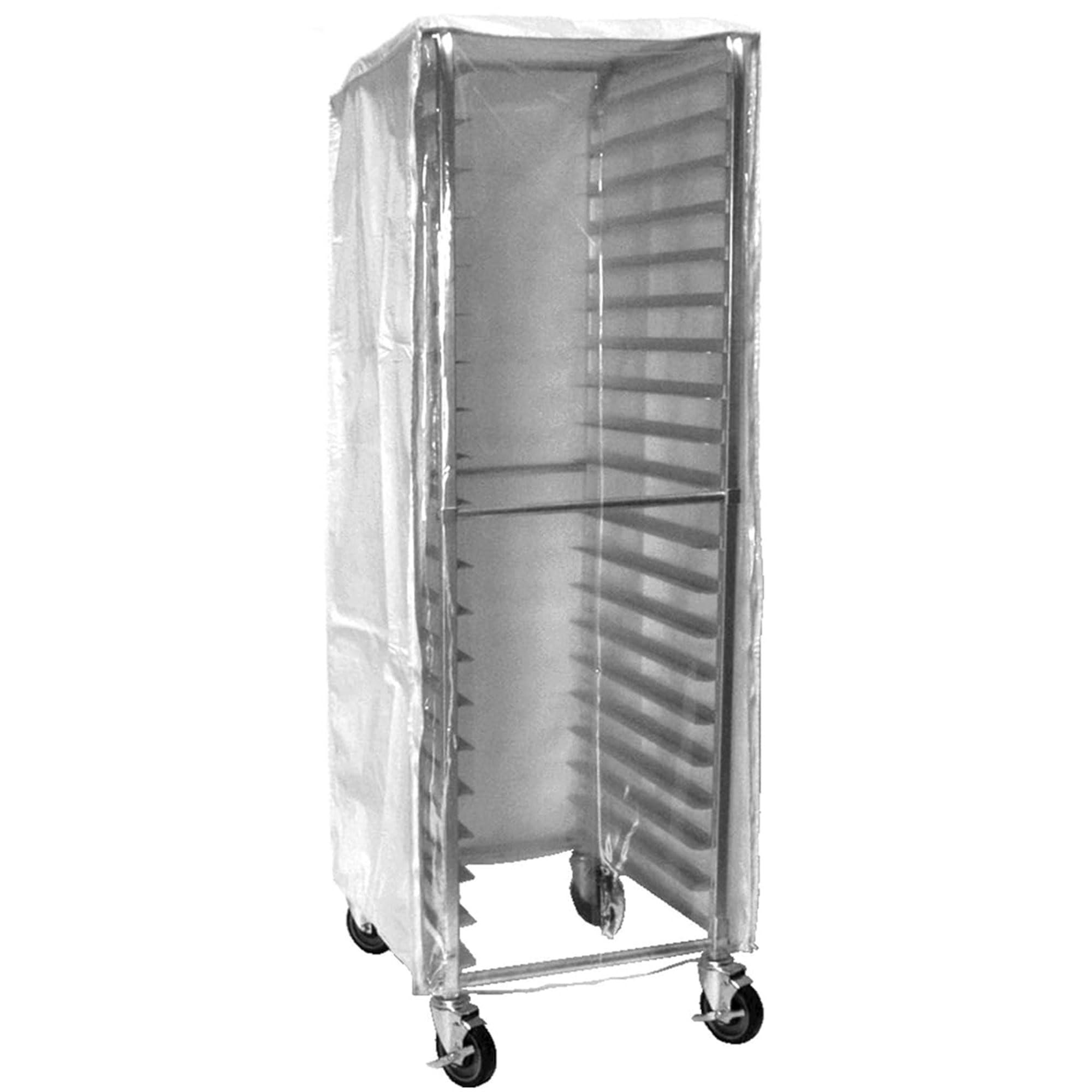 GSW AAR-20CW White Plastic Bun Pan Rack Cover with Clear Front & 2 Zippers - Commercial Kitchen Storage Solution for 21”x26”x70” Racks - Perfect for Bakeries, Restaurants and Food Service Businesses