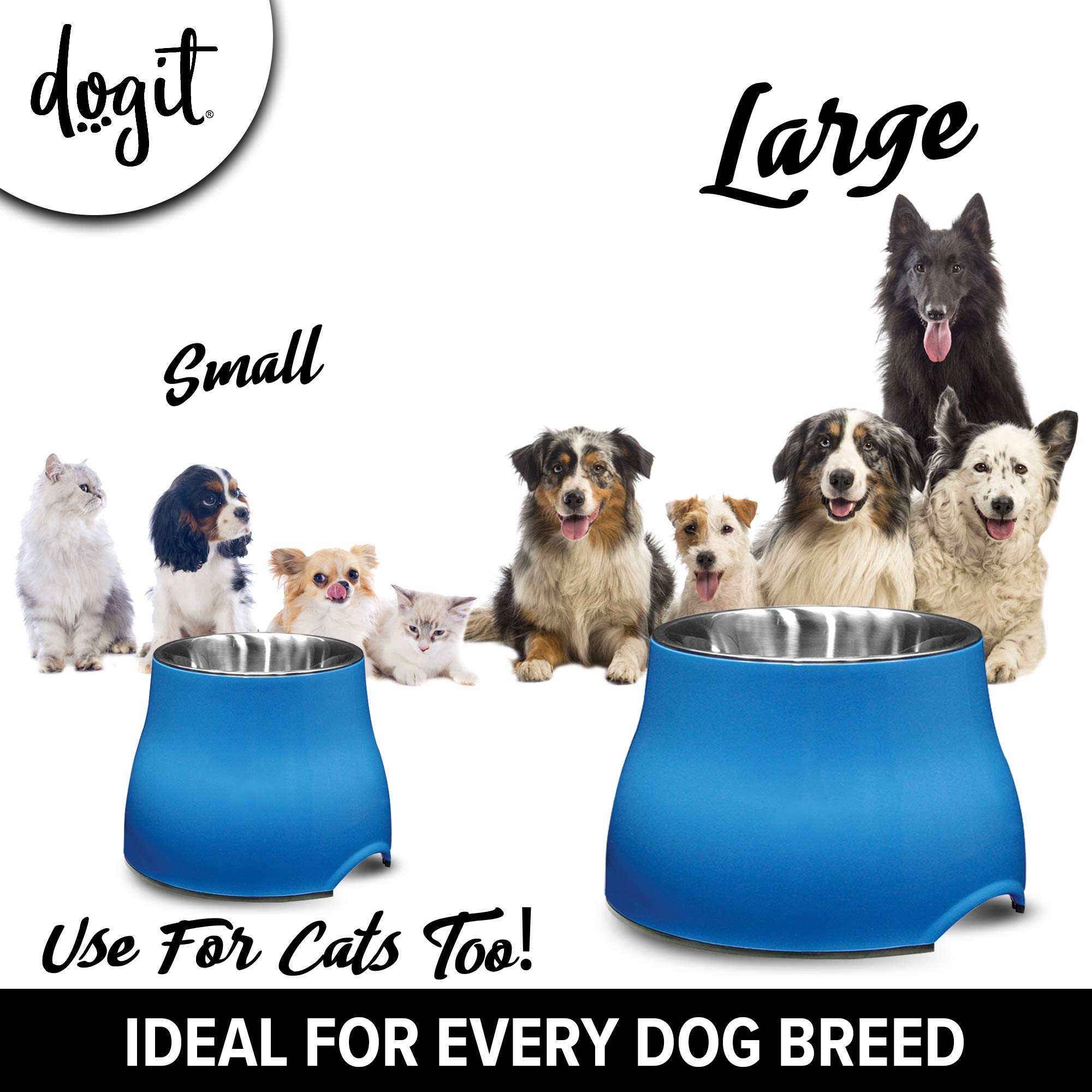 Elevated Dog Bowl for Small Dogs - Stainless Steel Pet Food & Water Dish with Non-Slip Base (Blue) | Perfect for Indoor/Outdoor Feeding, Travel & Mess-Free Meals