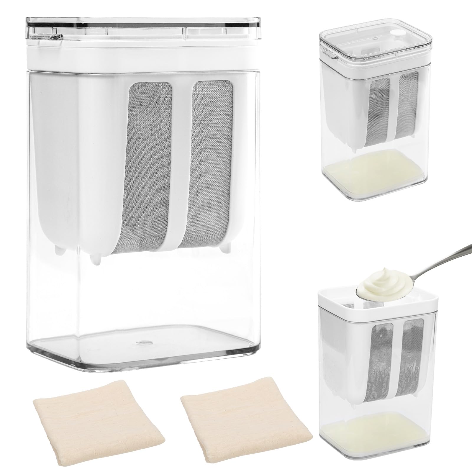 Greek Yogurt Strainer 500ml - Reusable Cheese Cloth & Multipurpose Kitchen Filter for Yogurt, Juice, Tea, Nut Milk - Perfect for Homemade Dairy, Vegan Milk & Healthy Drinks