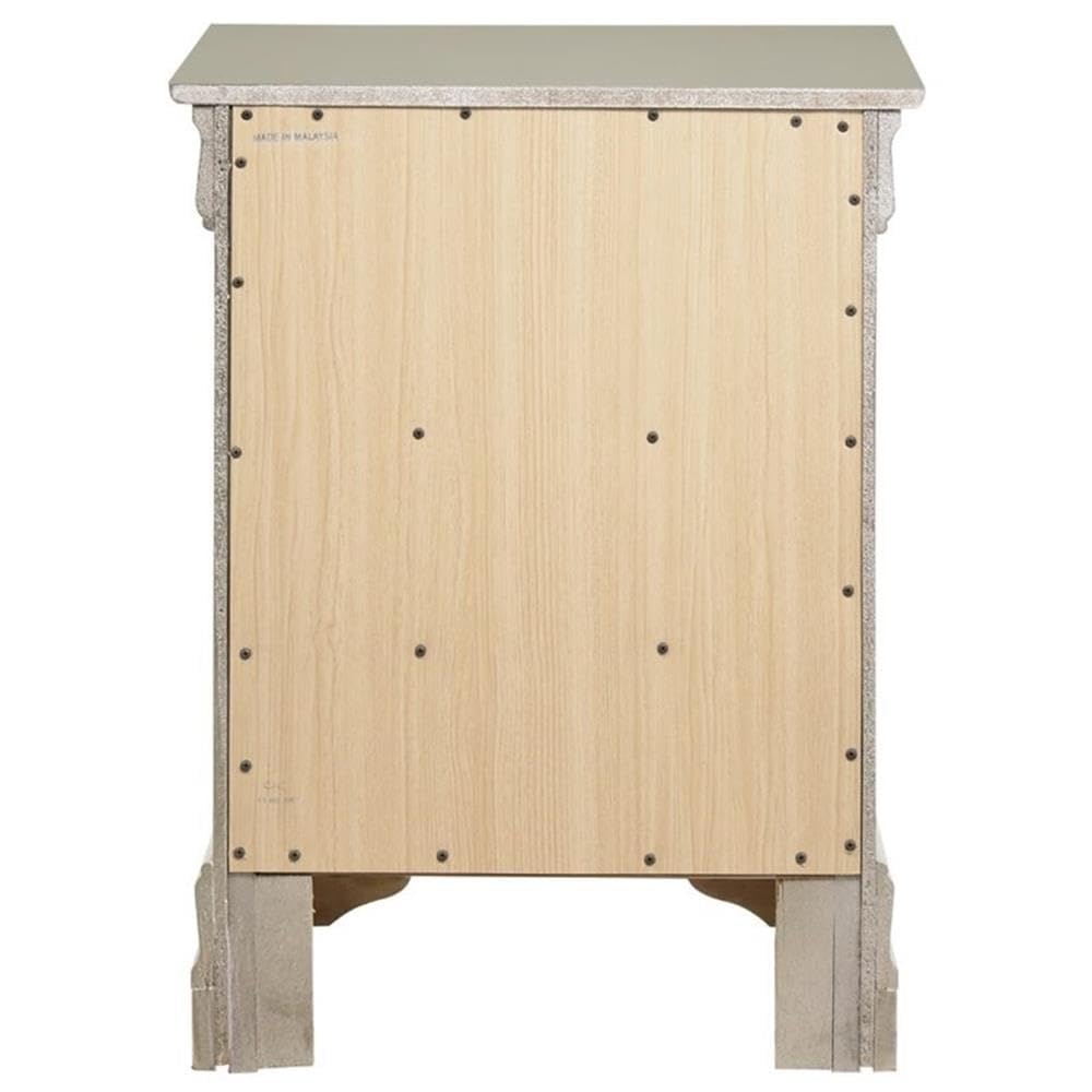Glory Furniture Louis Phillipe 3-Drawer Nightstand in Silver Champagne - Elegant Bedside Table for Bedroom Decor & Storage