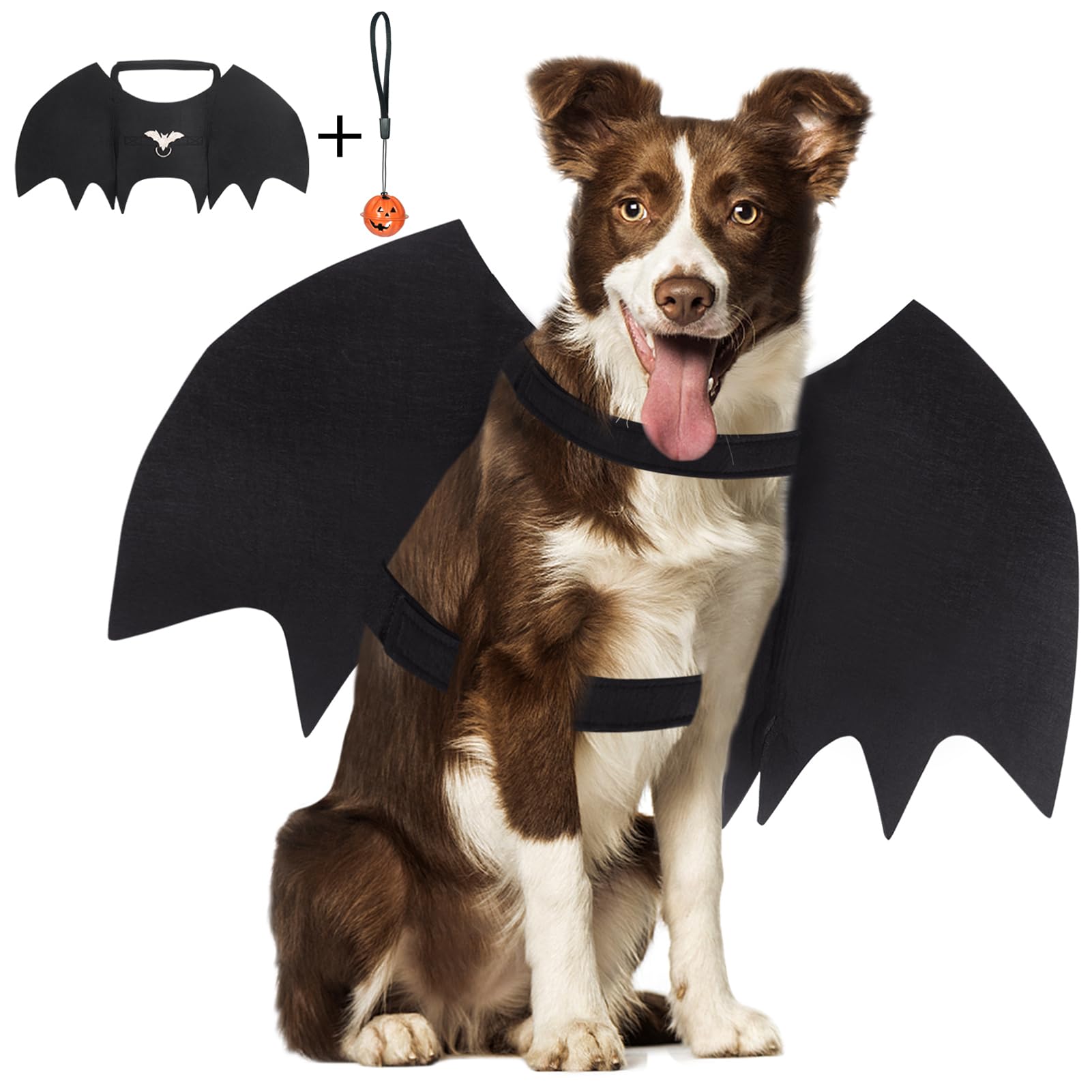 Adjustable Halloween Bat Wings Costume for Medium & Large Dogs - Black Pet Bat Wings with Bell for Cosplay, Party Decoration & Dress-Up | Perfect for Halloween, Pet Parties & Photo Shoots
