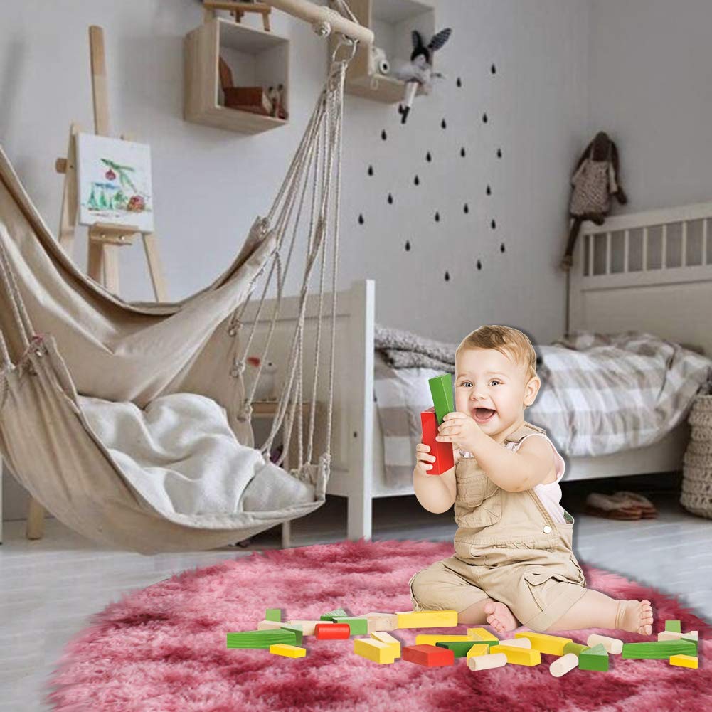 Ochine Ultra Soft Round Fluffy Area Rug - Plush Shaggy Carpet for Nursery, Kids Room, Living Room & Bedroom Decor | Non-Slip Modern Floor Mat for Girls, Home & Play Areas