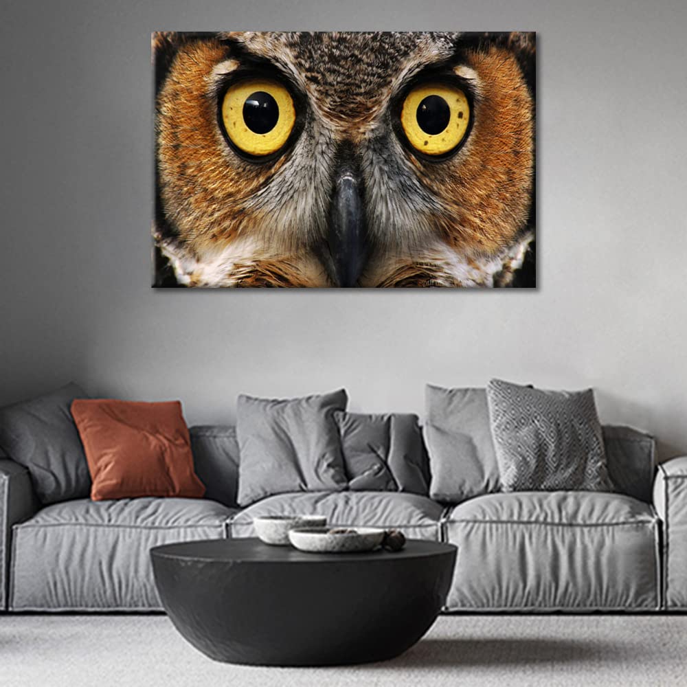 TUMOVO Wildlife Owl Wall Art - 36x24 Inch Framed Contemporary Painting, Modern Home Decor for Living Room, Bedroom & Office - Ready to Hang Stretched Canvas