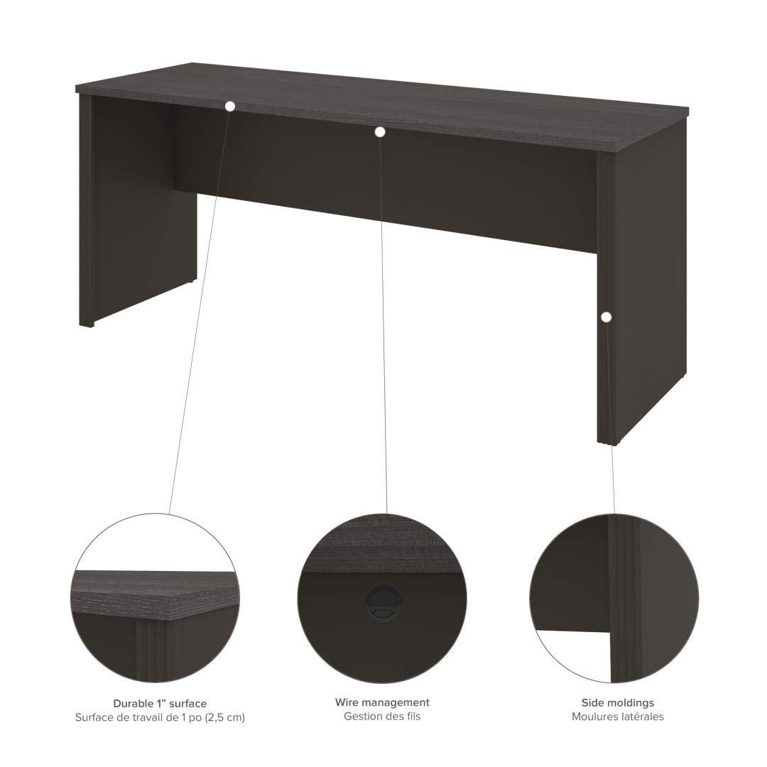 Bestar Prestige L-Shaped Standing Desk with Pedestal - 72 Inch Wide, Bark Grey & Slate Finish - Ergonomic Home Office Desk for Work from Home & Gaming Setup