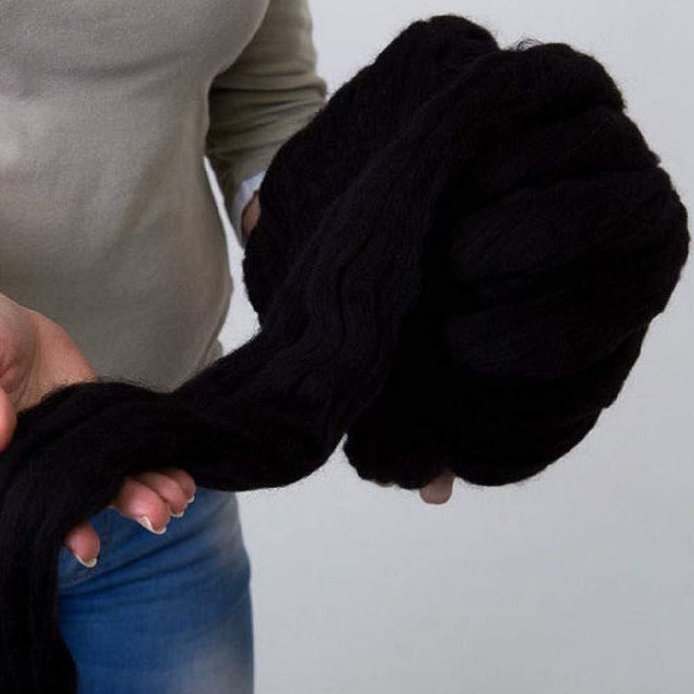 Giant Merino Wool Yarn for Arm Knitting - Super Soft Bulky Roving Yarn (8 lbs, Black) - Perfect for Chunky Knit Blankets, Scarves & Home Decor