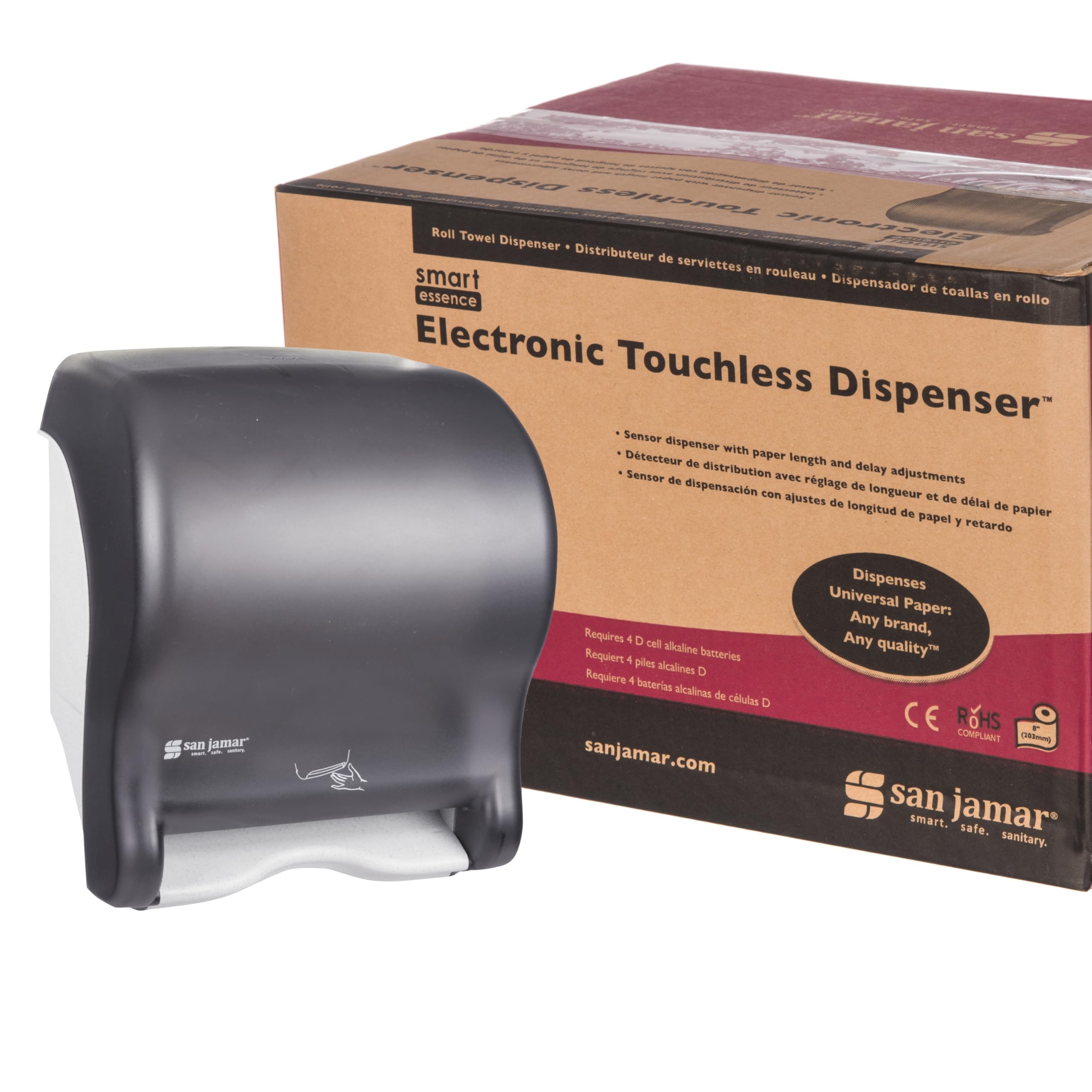 San Jamar Classic Smart Essence Plastic Paper Towel Dispenser - Black Pearl, 10 x 14.5 x 12.5 Inches - Bathroom & Kitchen Towel Holder for Countertop, Wall Mount - Hygienic & Space-Saving Solution for Homes, Offices & Restaurants