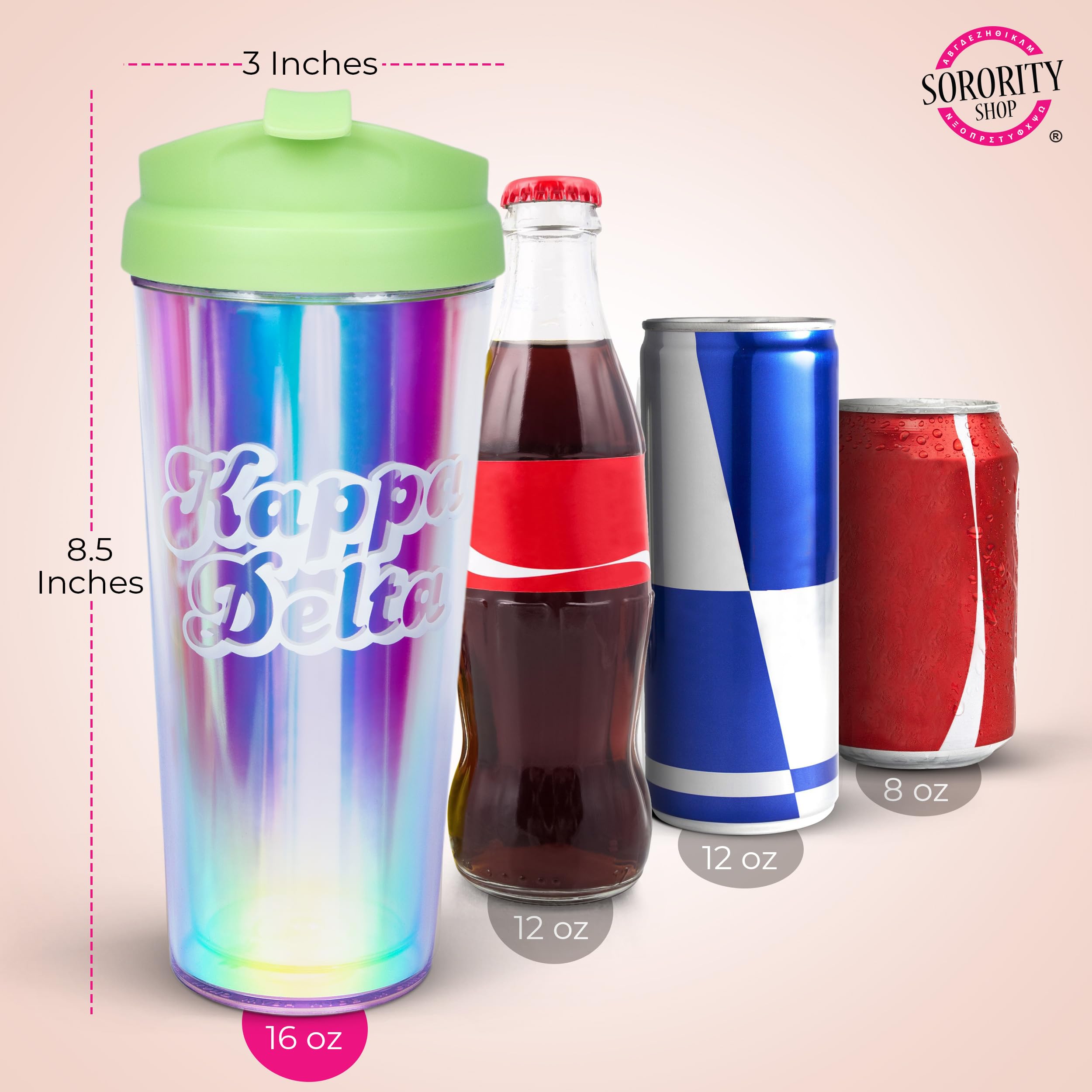 Alpha Gamma Delta Sorority Tumbler 20oz - Insulated Stainless Steel Cup with Lid & Straw - Perfect for Coffee, Tea & Cold Drinks - Great Gift for Sorority Sisters & College Students