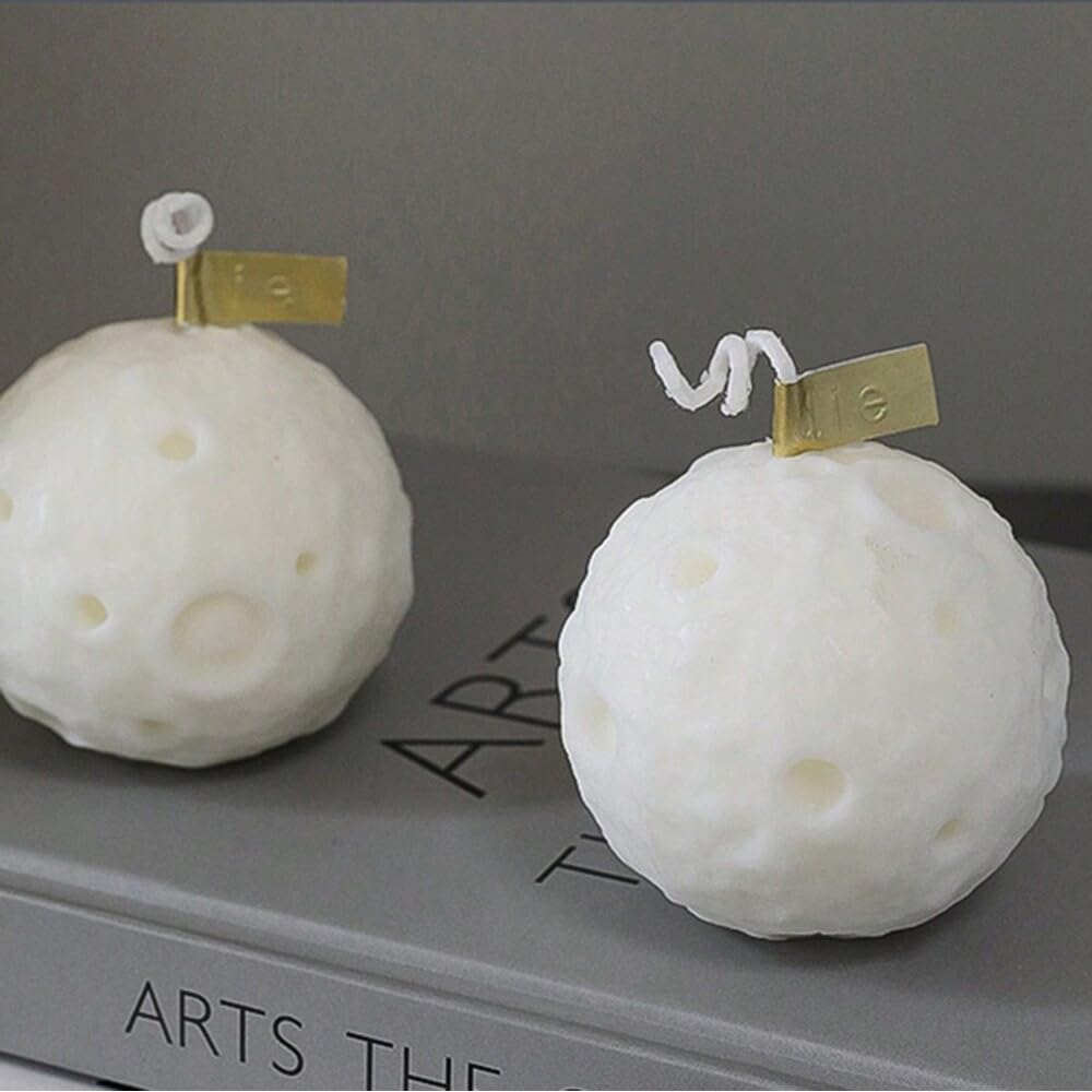 Moon Round Shape Scented Candle - Aromatherapy Home Decor for Christmas, Parties & Relaxation | White Scented Candles for Bedroom, Bathroom & Gift Giving (1 Box)
