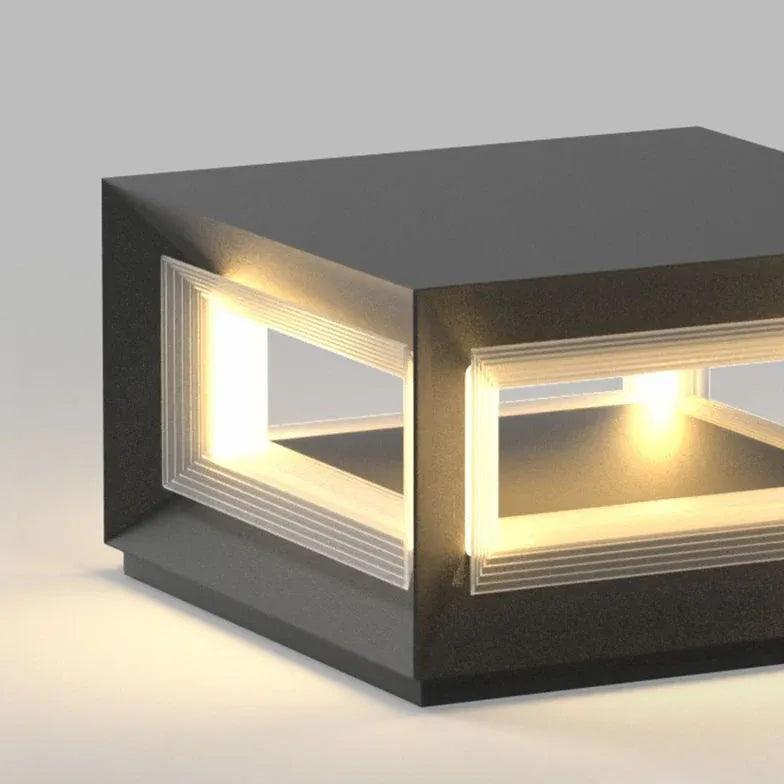 Modern Square LED Outdoor Pillar Lights - Waterproof Landscape Lighting for Garden, Pathway, Patio, and Driveway