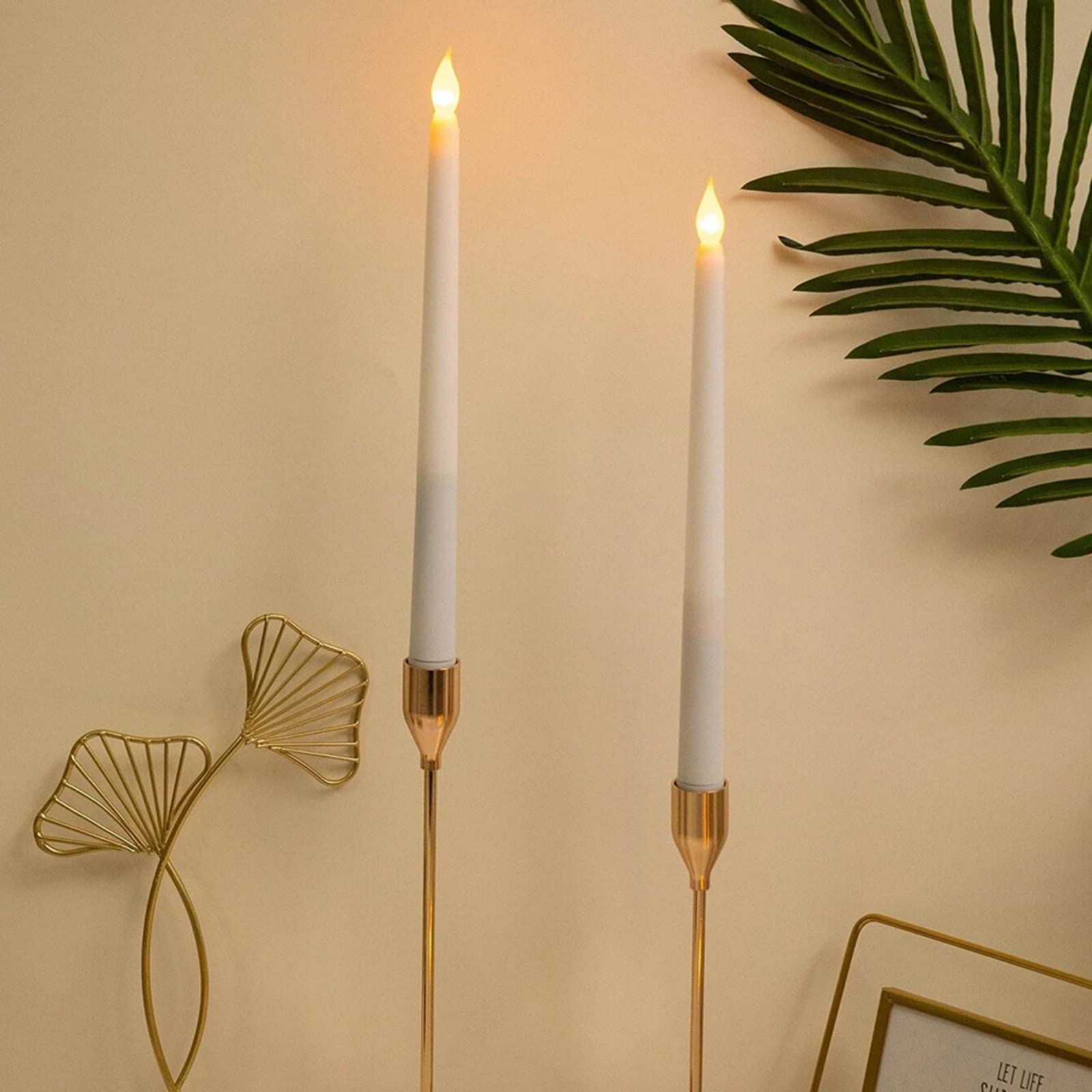 Flameless Taper Candles with 3D Flickering Flame - Battery Operated LED Candles for Fireplace, Wedding & Home Decor (2-Pack) - Perfect for Romantic Dinners, Holiday Centerpieces and Cozy Ambiance