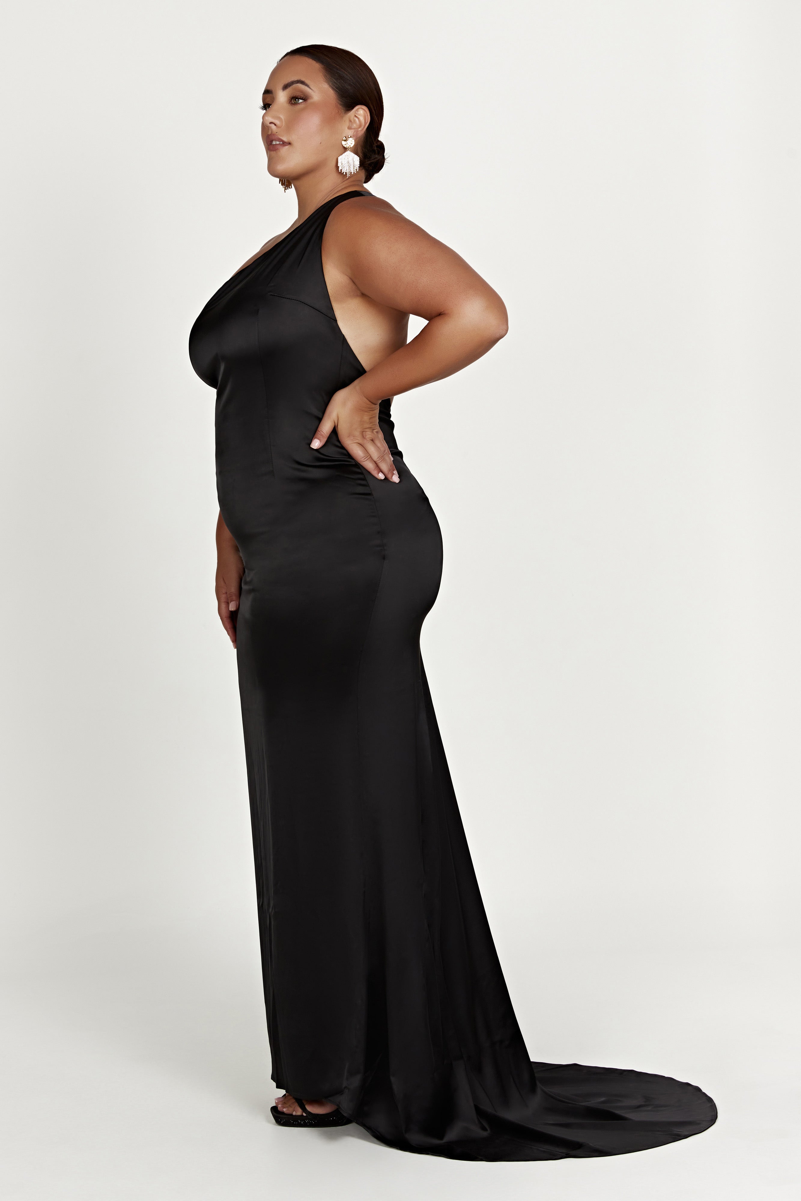 Harper One Shoulder Black Gown - Elegant Evening Dress for Prom, Wedding & Formal Events