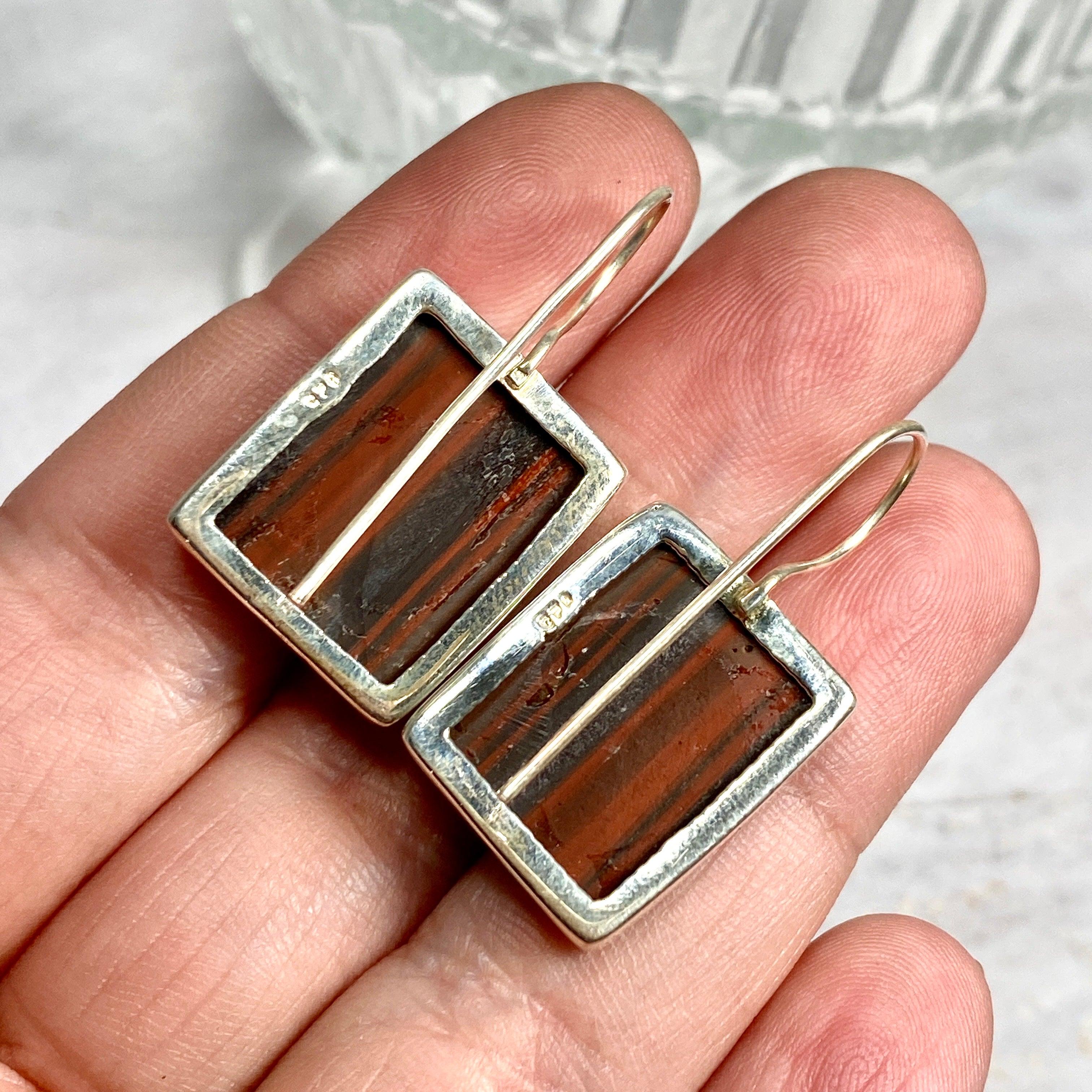 Red Jasper Rectangular Fixed Hook Earrings for Women – Natural Stone Jewelry Gift for Birthday, Anniversary & Special Occasions – Elegant Dangle Earrings for Party, Wedding & Everyday Wear KEGJ1160