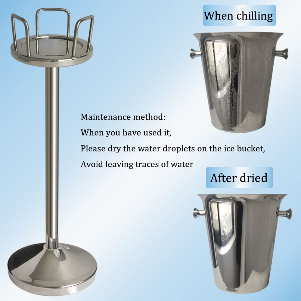 Stainless Steel Ice Bucket with Stand - 5L/12lb Gold Champagne Wine Cooler for Parties, Weddings, Bars & BBQs - Perfect for Keeping Beer, Wine & Drinks Chilled at KTV Clubs, Home Gatherings & Outdoor Events