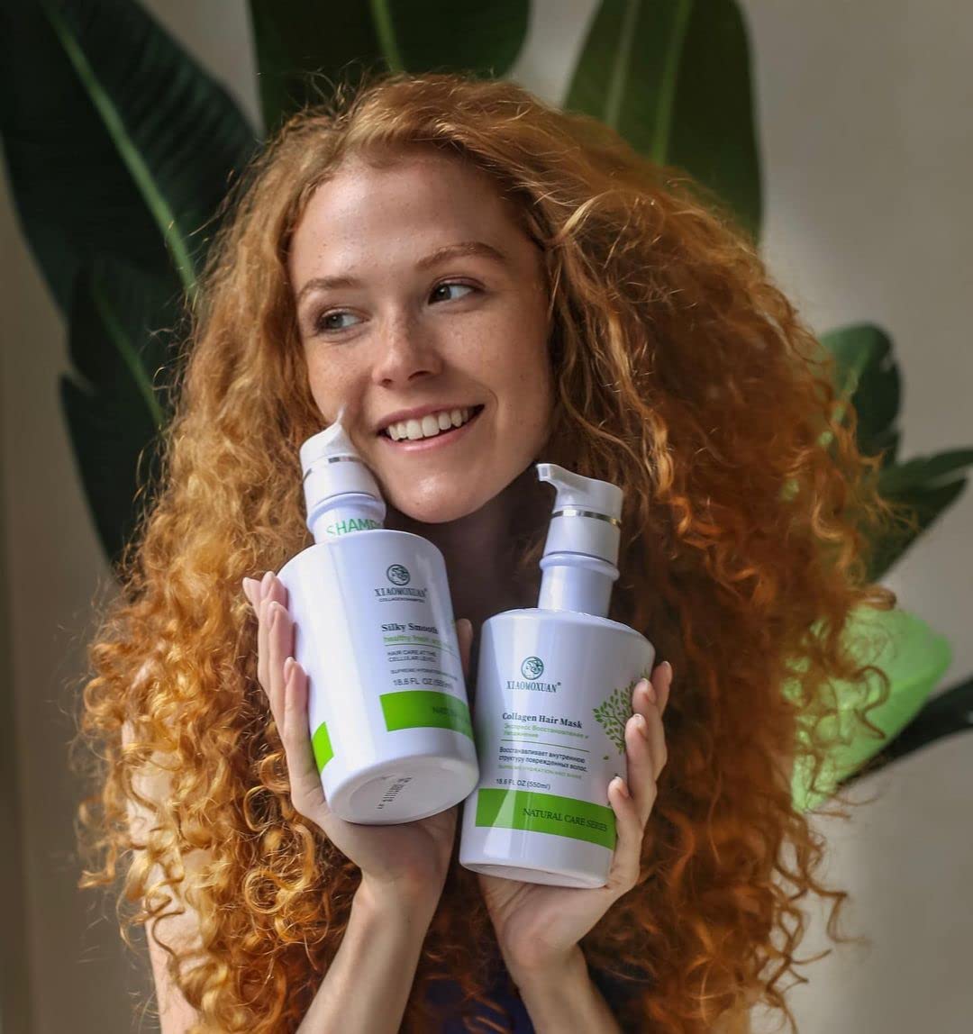 Xiaomoxuan Tea Tree Hair Mask & Collagen Shampoo Conditioner Set - Sulfate Free for Frizzy Hair Care | Deep Hydration & Repair for Dry, Damaged Hair - Perfect for Home Spa & Salon Treatments