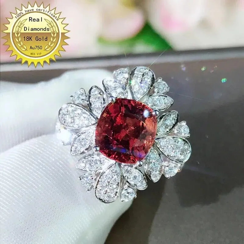 18K White Gold Natural Spinel & Diamond Engagement Ring - Certified Real Diamond Wedding Jewelry for Proposals, Anniversaries & Special Occasions