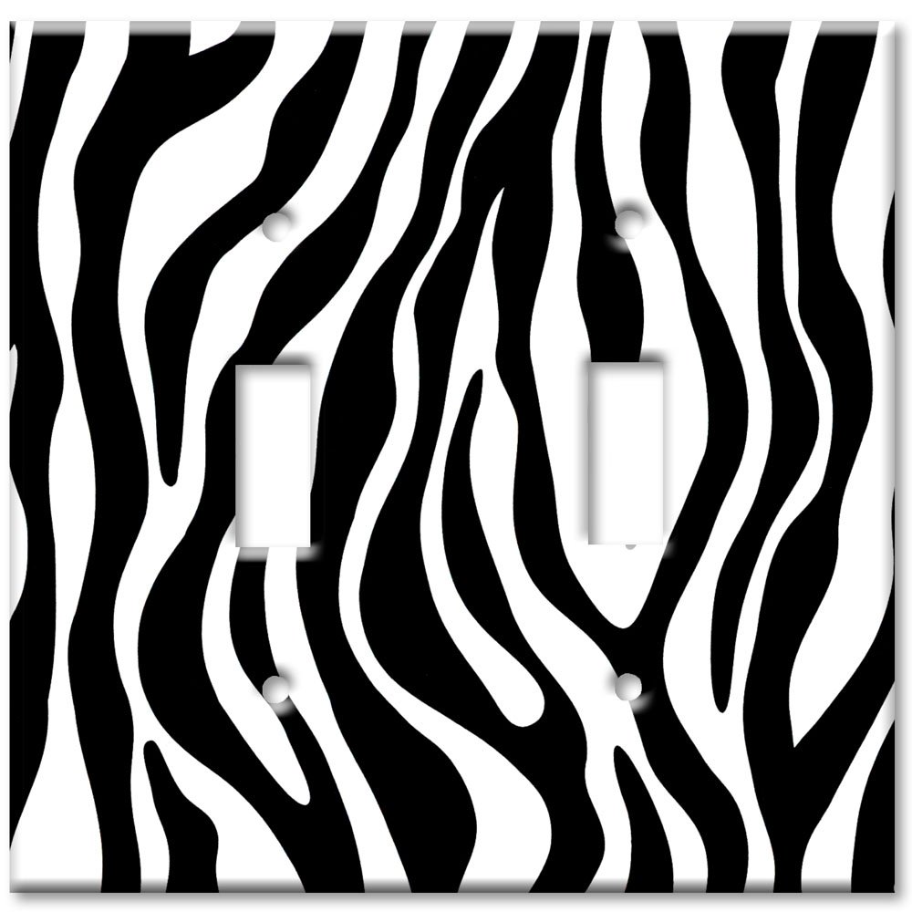 Double Gang Oversized Toggle Switch Plate Cover - Decorative Metal Wall Plate with Zebra Print - Made in USA - Perfect for Home, Office & Commercial Decor