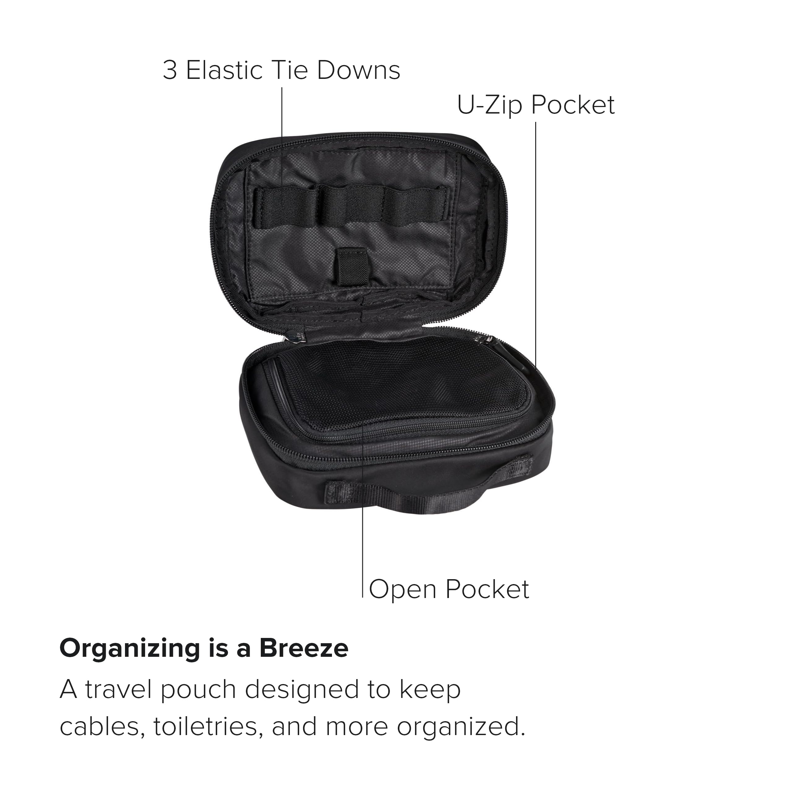 TUMI Travel Accessory Pouch - Compact Nylon Organizer for Electronics, Cords, Toiletries & Cosmetics | Portable Toiletry Bag for Business Trips, Vacations & Daily Use - Small Black Case