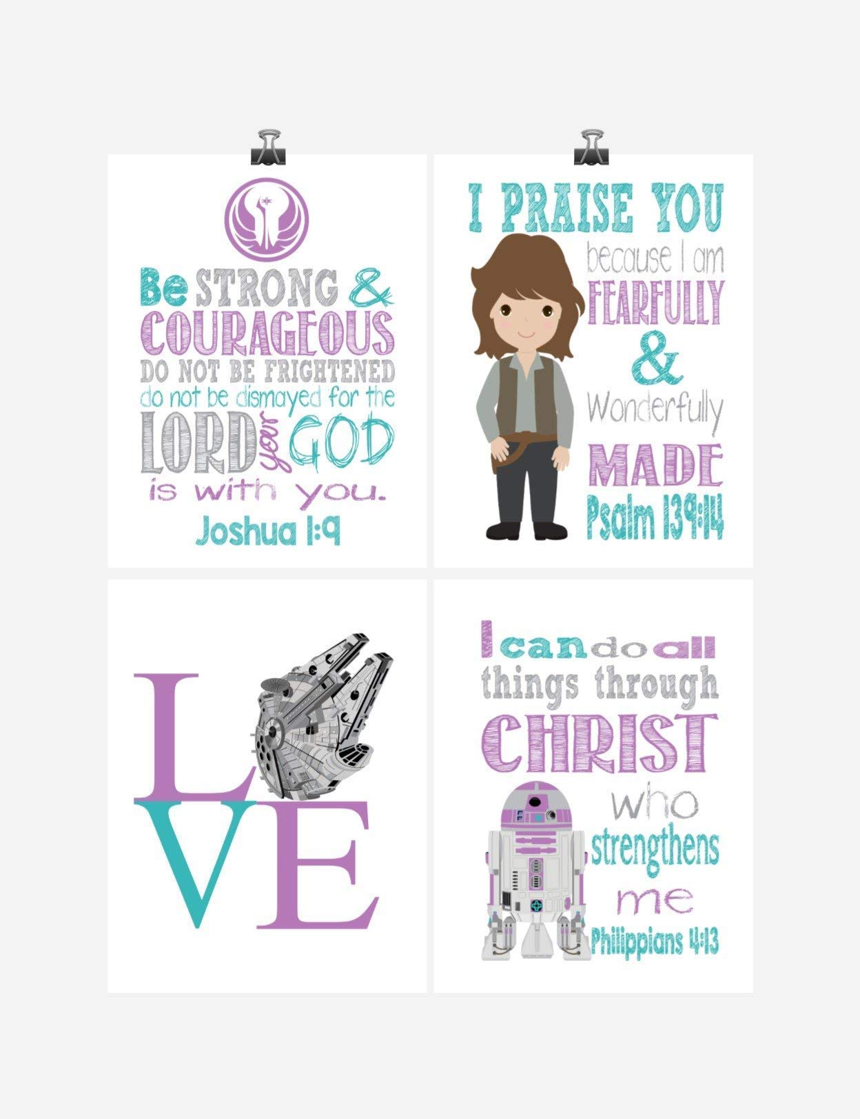 Star Wars Nursery Decor Set of 4 Inspirational Wall Art Prints - Jyn Erso, R2D2, Love Themed Baby Room Decor - 8x10, 11x14, 16x20 Inches - Perfect for Baby Showers, Gender Reveals & Themed Nurseries