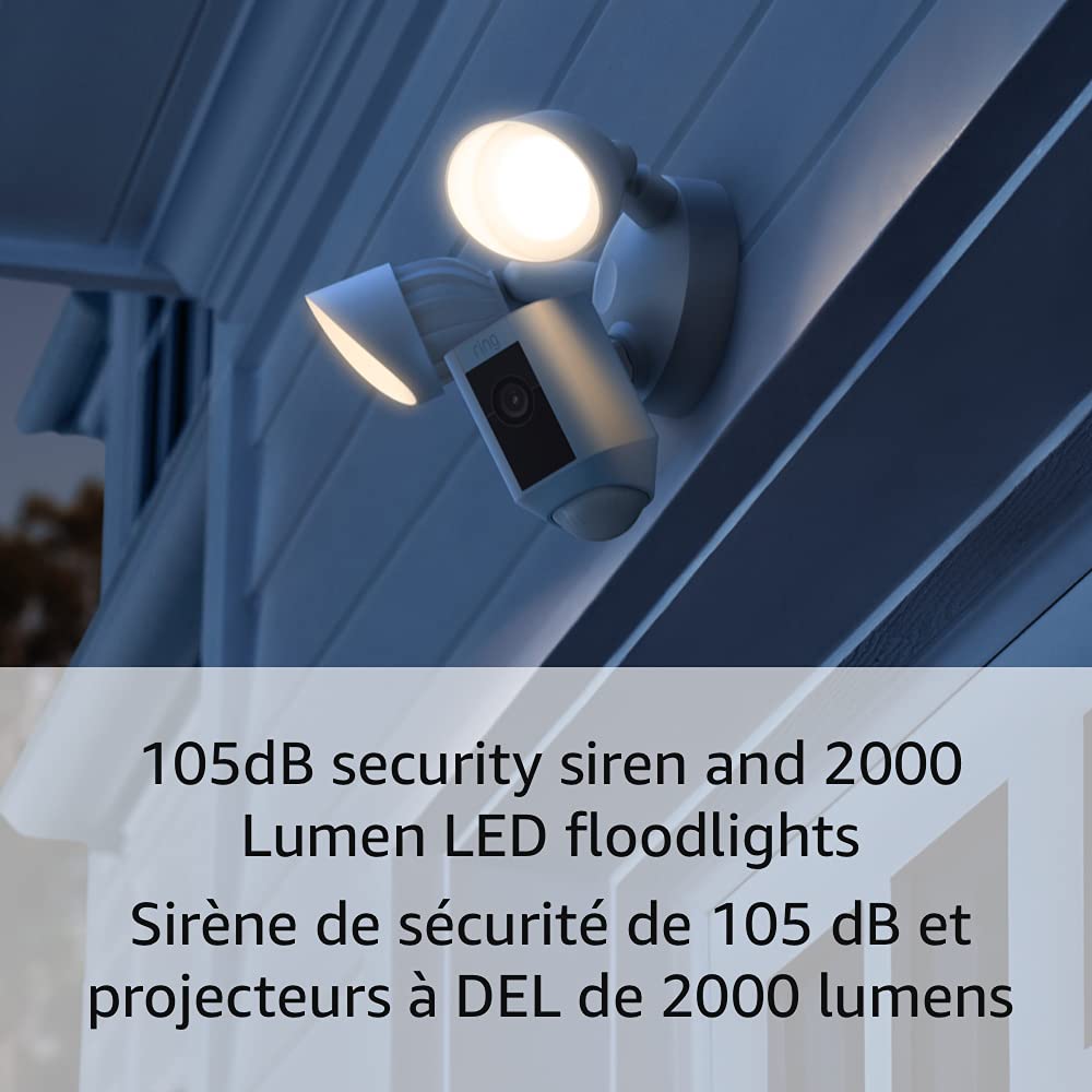 Ring Floodlight Cam Wired Plus - Motion-Activated 1080p HD Security Camera with Smart Lighting, White (2021 Model) | Outdoor Home Security & Night Vision for Garage, Backyard & Front Door