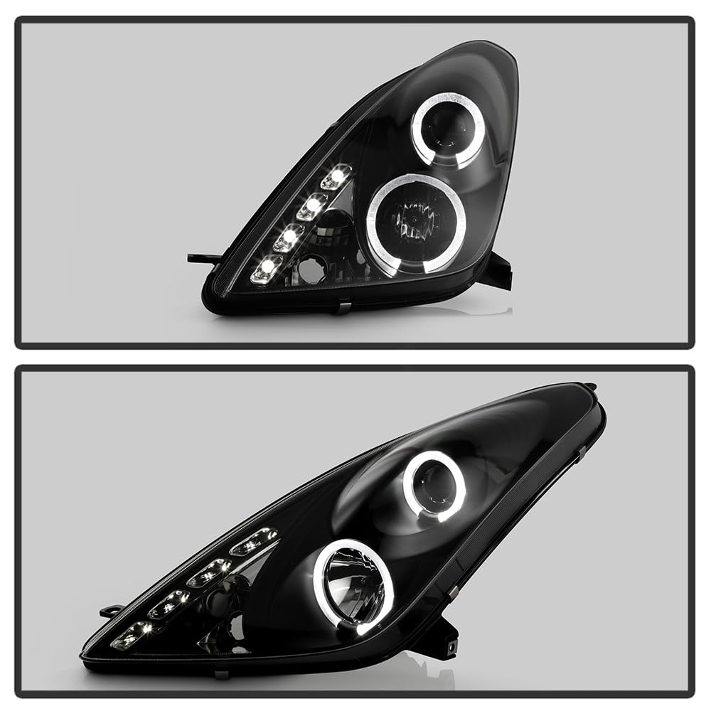 High-Performance LED Halo Headlights for 2000-2005 Toyota Celica - Black/Clear Lens - Upgrade Your Night Driving Visibility