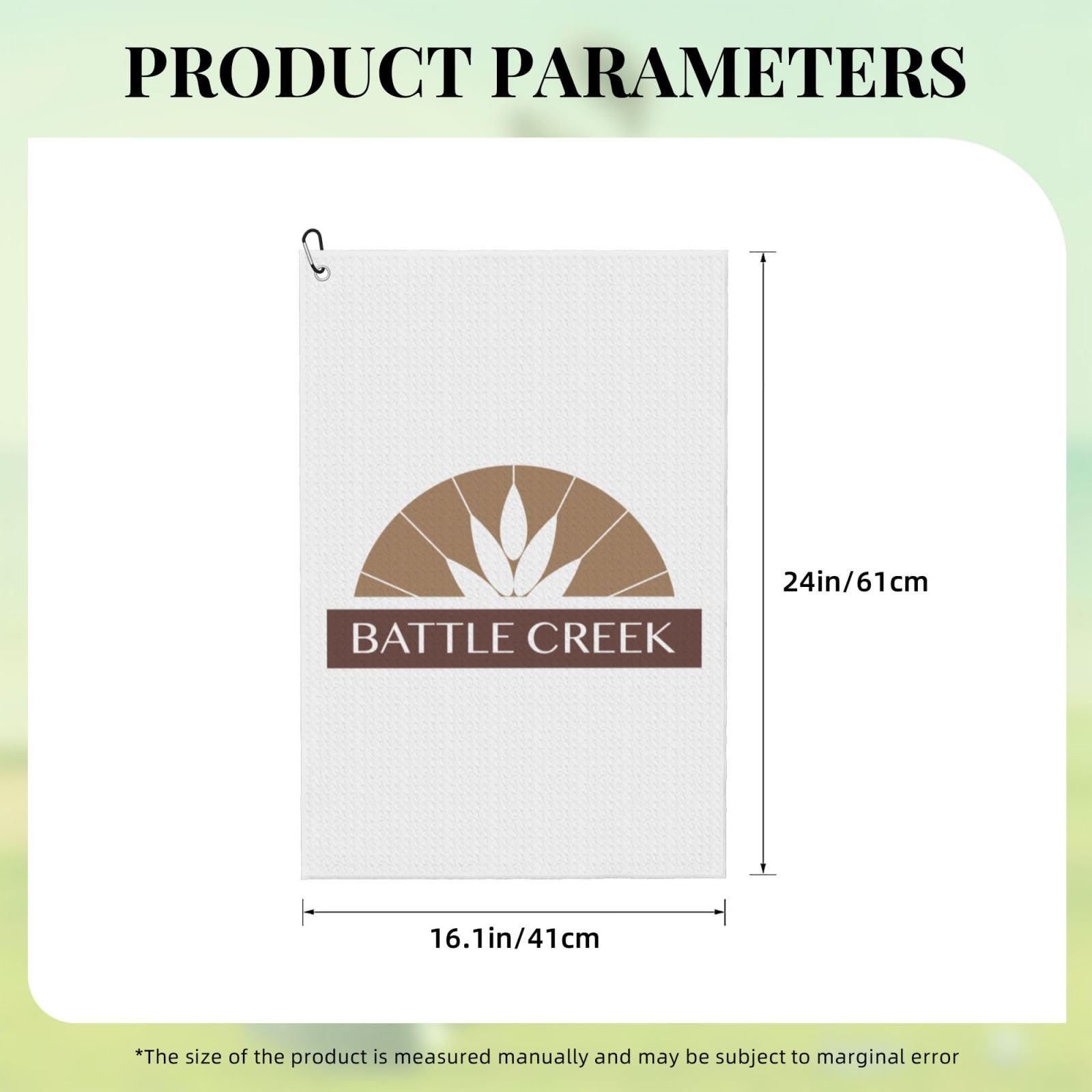 Battle Creek Michigan Flag Golf Towel - 16x24 Inch Microfiber Sports Towel for Golf Bags with Carabiner Clip - Perfect for Men & Women Golfers - Ideal for Golf Courses, Driving Ranges & Sports Events
