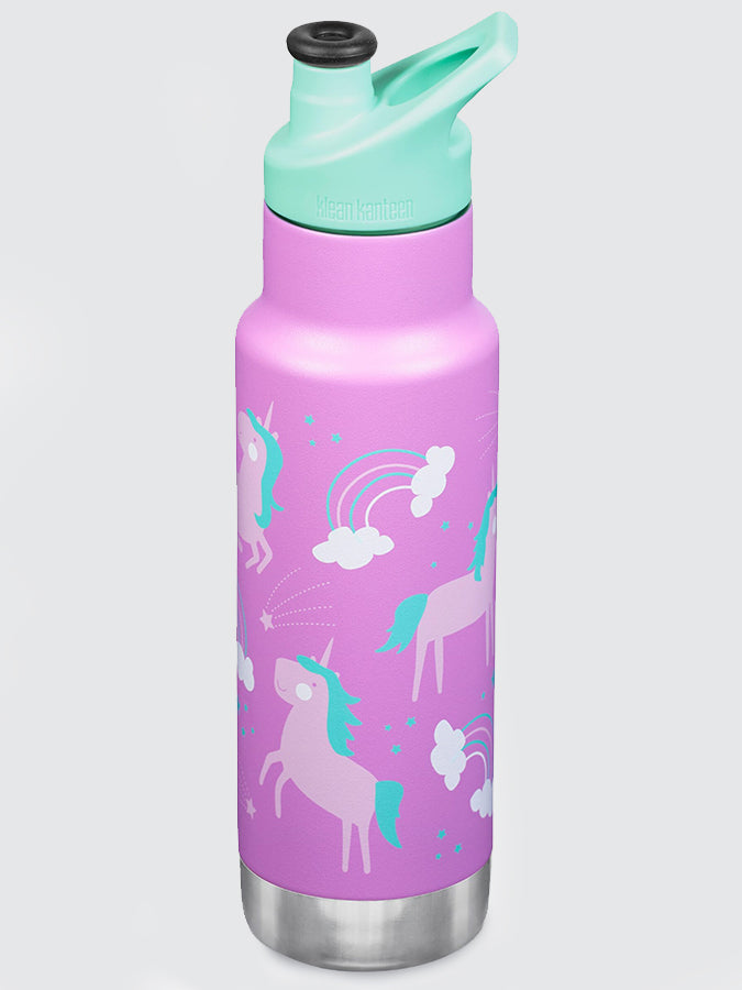 Klean Kanteen Insulated Kids Water Bottle 12oz (355ml) with Classic Sport Cap - Leak Proof Stainless Steel Bottle for School, Sports & Outdoor Activities